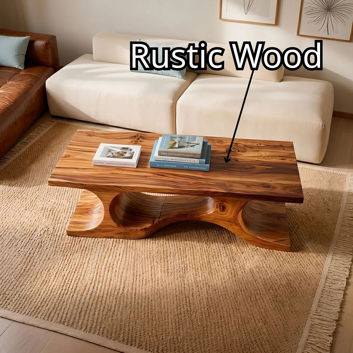 Sculptural Solid Wood Coffee Table – Handcrafted Modern Organic Center Table