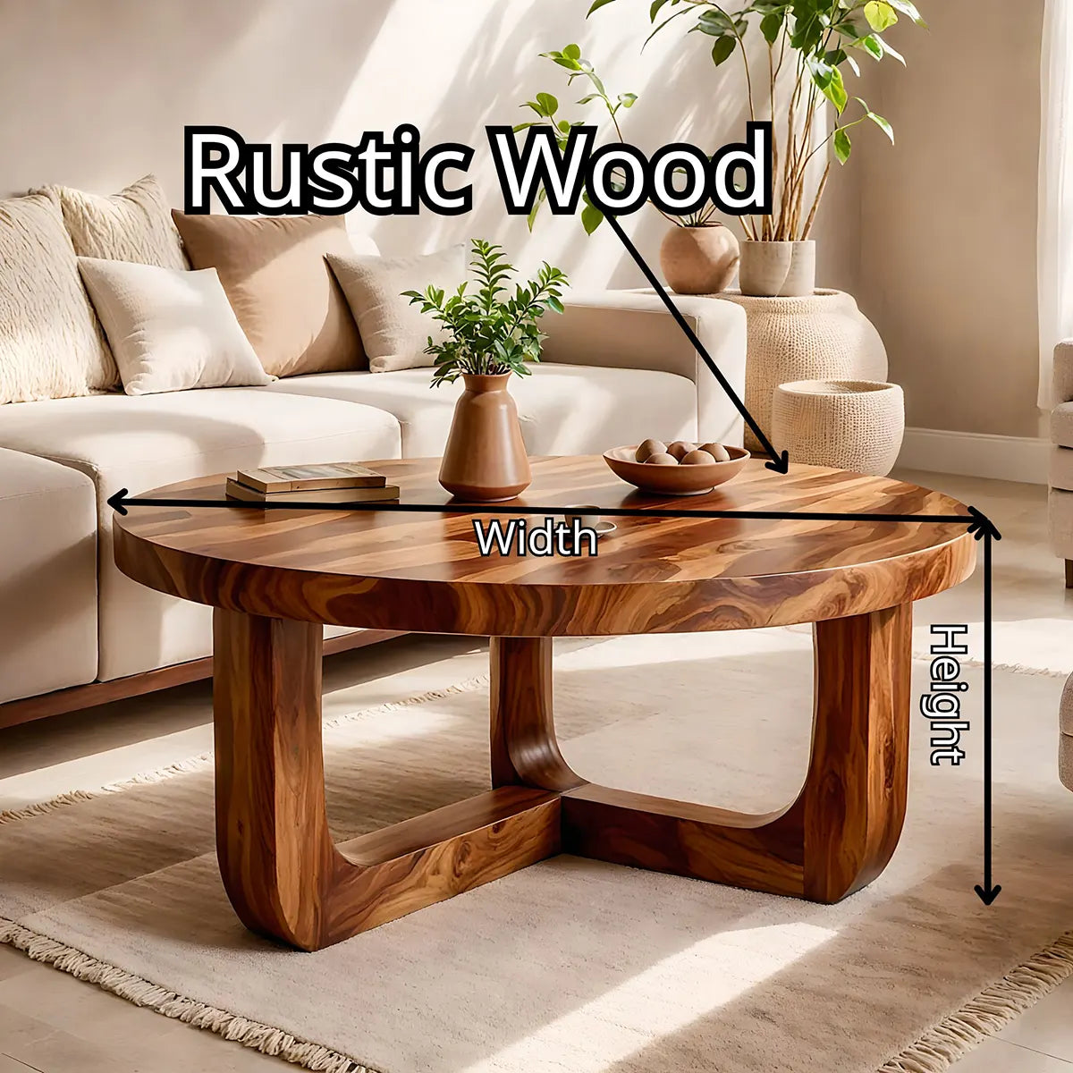 Round Wood Coffee Table, Sculptural Center Table, Organic Modern Living Room Furniture TT006-1637