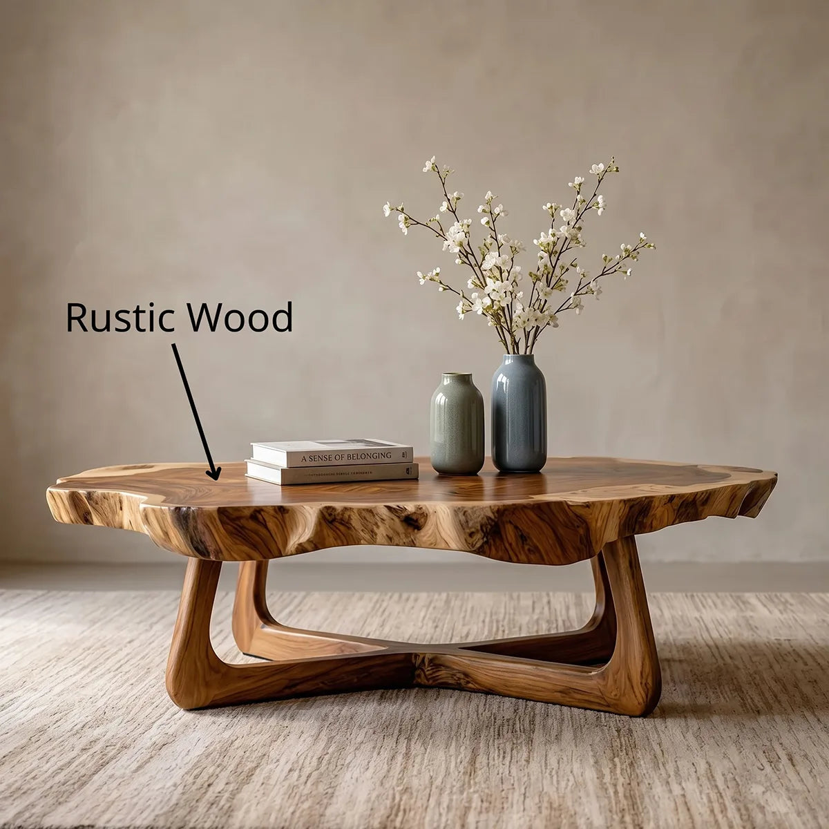 Live Edge Solid Wood Coffee Table – Organic Modern Design TH003-3977