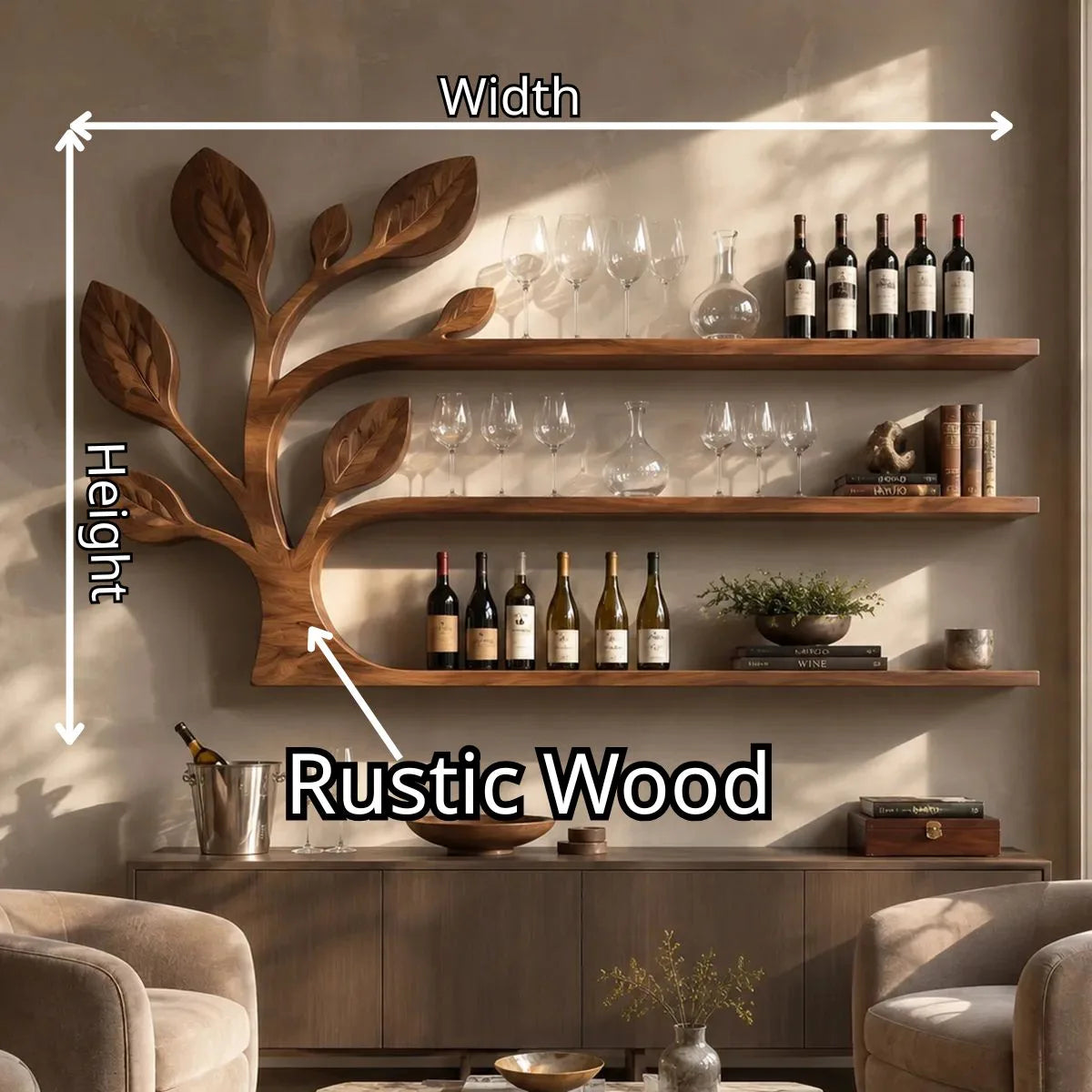 Arbor Flow Solid Wood Wall Wine Rack for Modern Dining Rooms TT006-9903