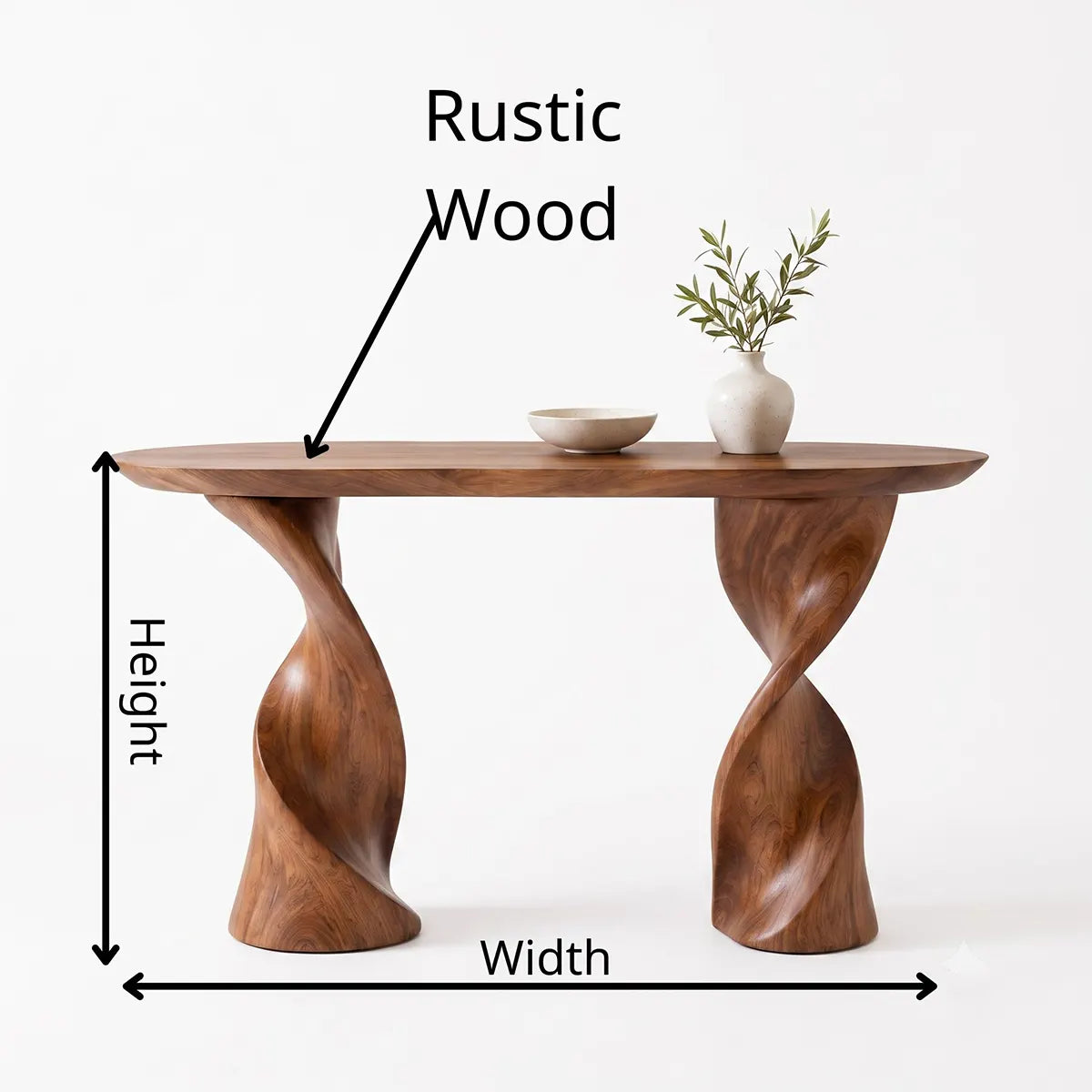 Modern Twist Pedestal Console Table | Sculptural Solid Wood Entryway Hallway Accent Table TT006-2523