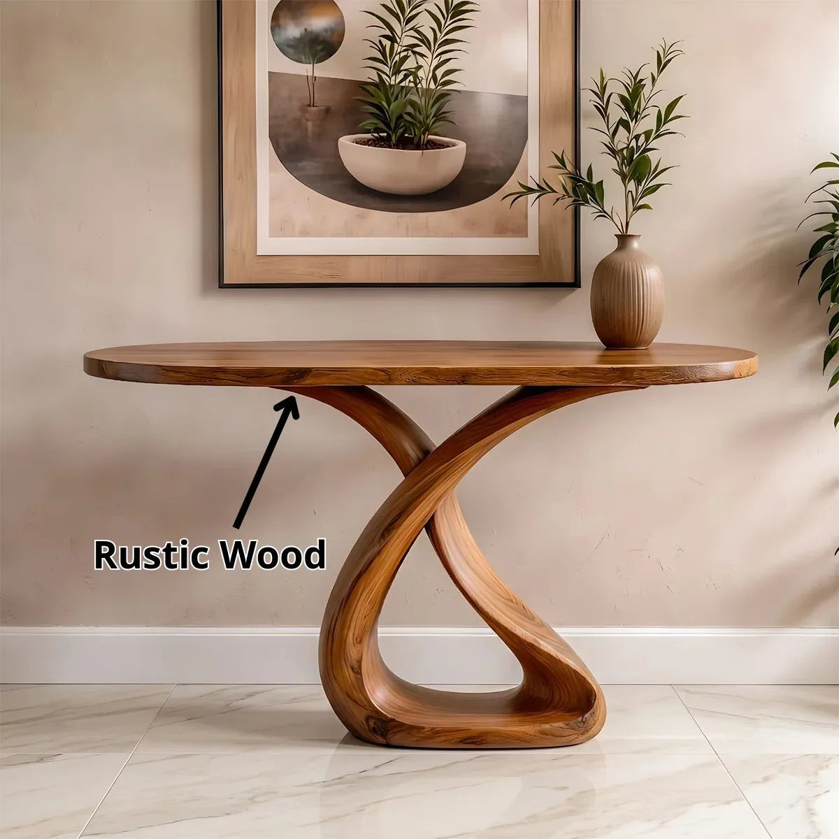 Modern Sculptural Console Table with Twisted Pedestal Base – Contemporary Entryway Table TH003-5950
