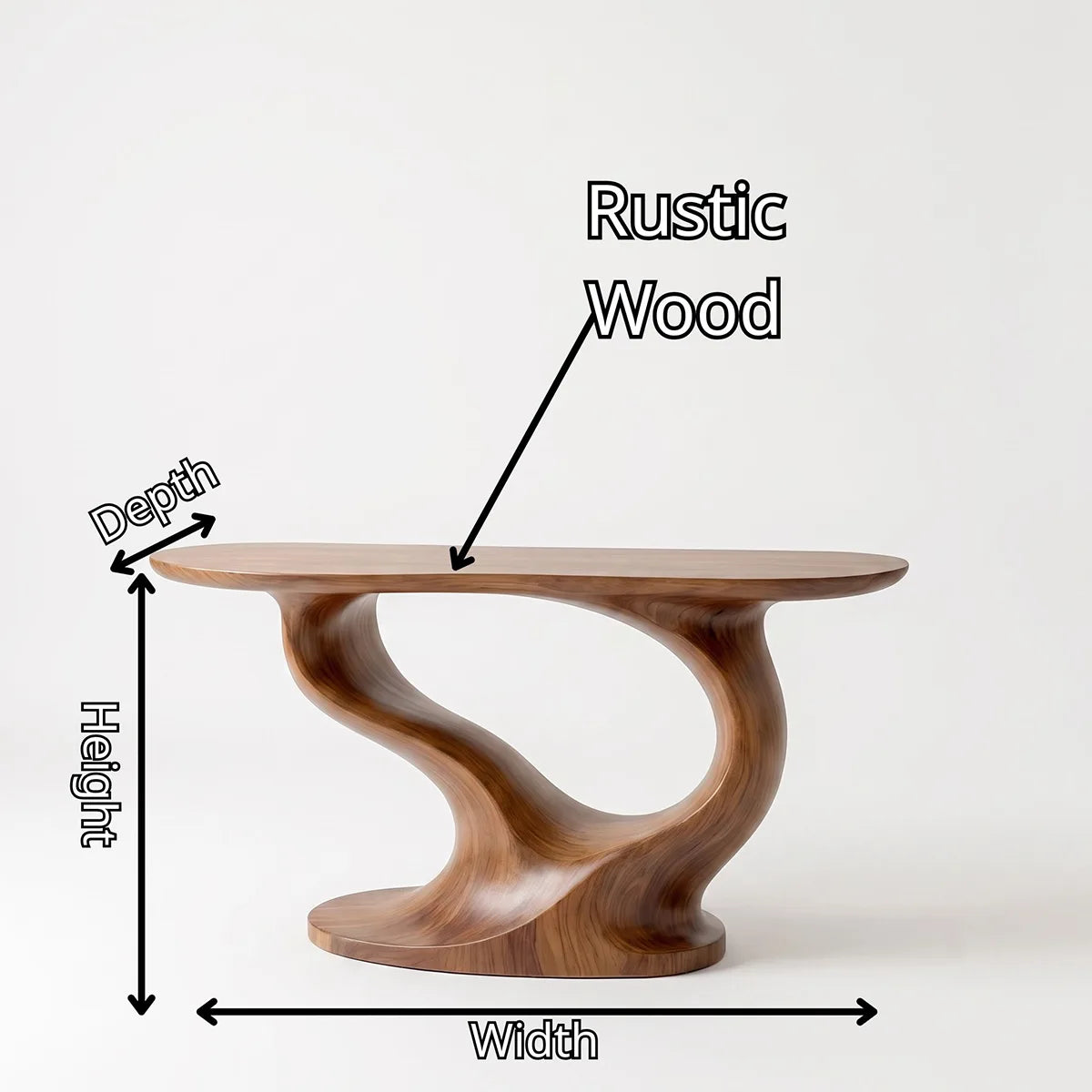 Modern Organic Console Table with Sculptural Solid Wood Base | Contemporary Entryway Console TT006-8689
