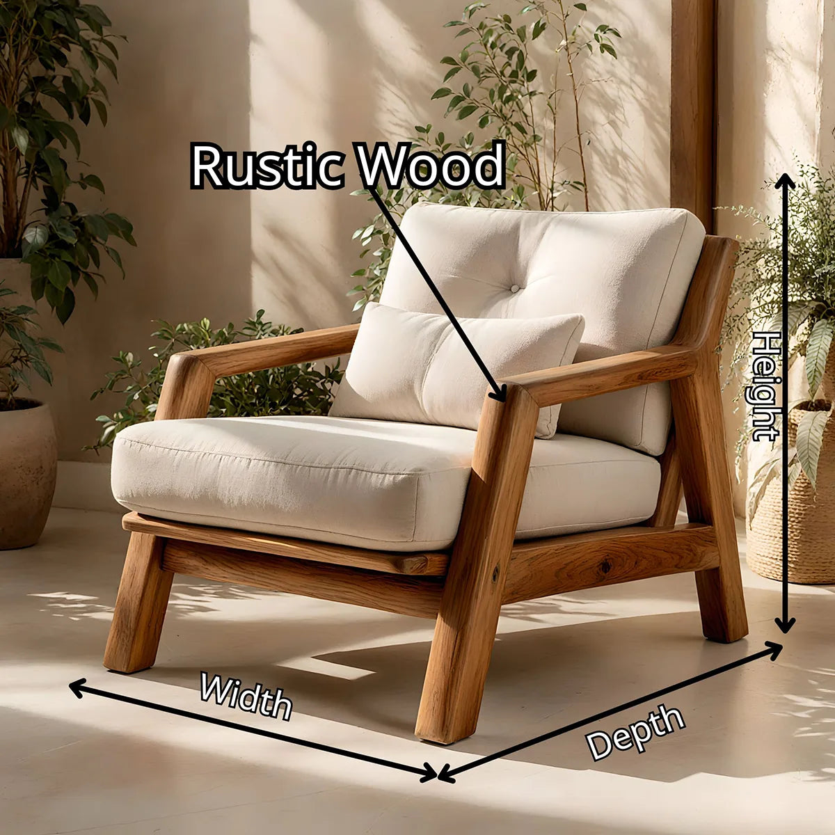 Solid Wood Lounge Chair | Modern Wooden Accent Chair for Living Room TT006-1283