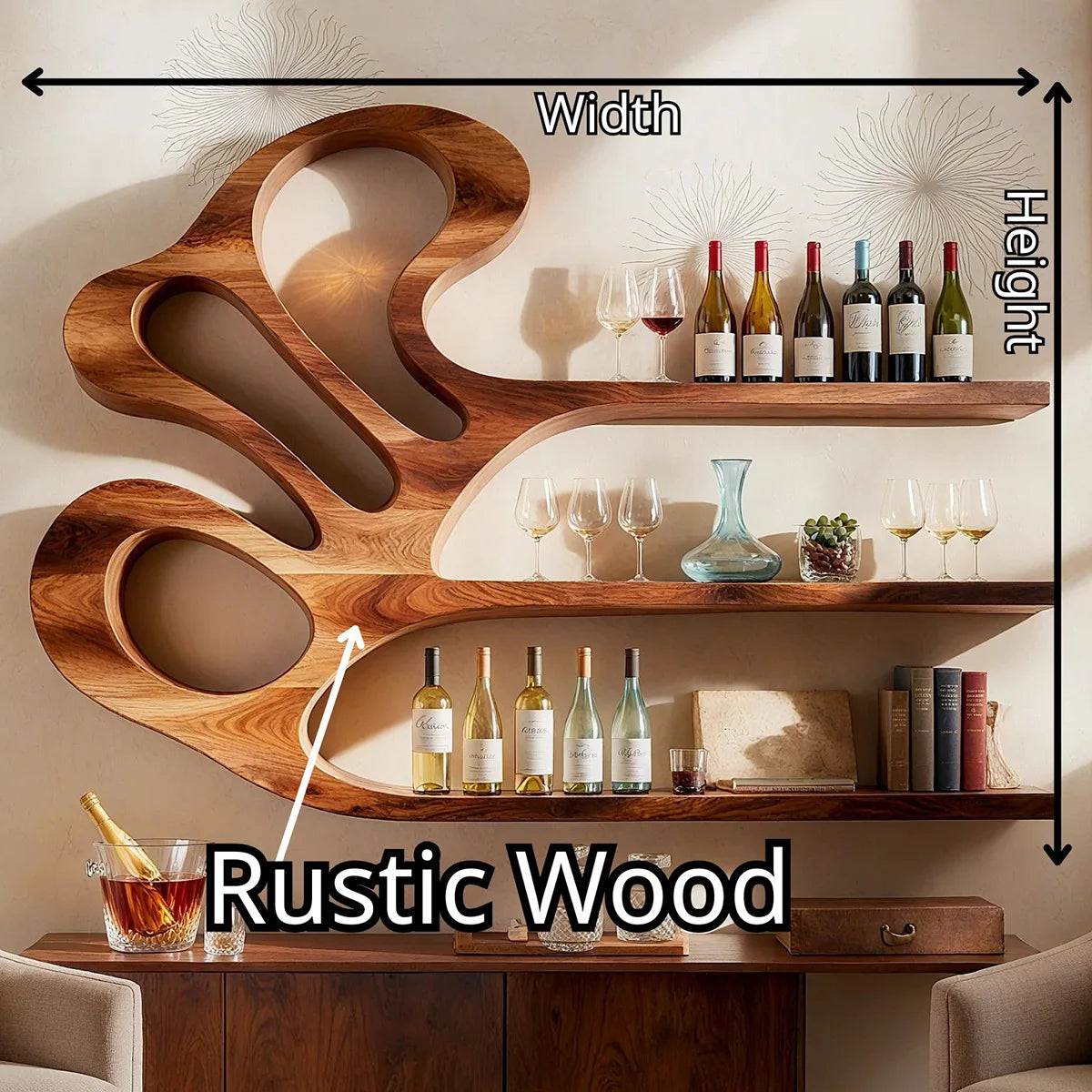 Elegant Grain Solid Wood Wall Wine Rack for Modern Dining Rooms TT006-9203