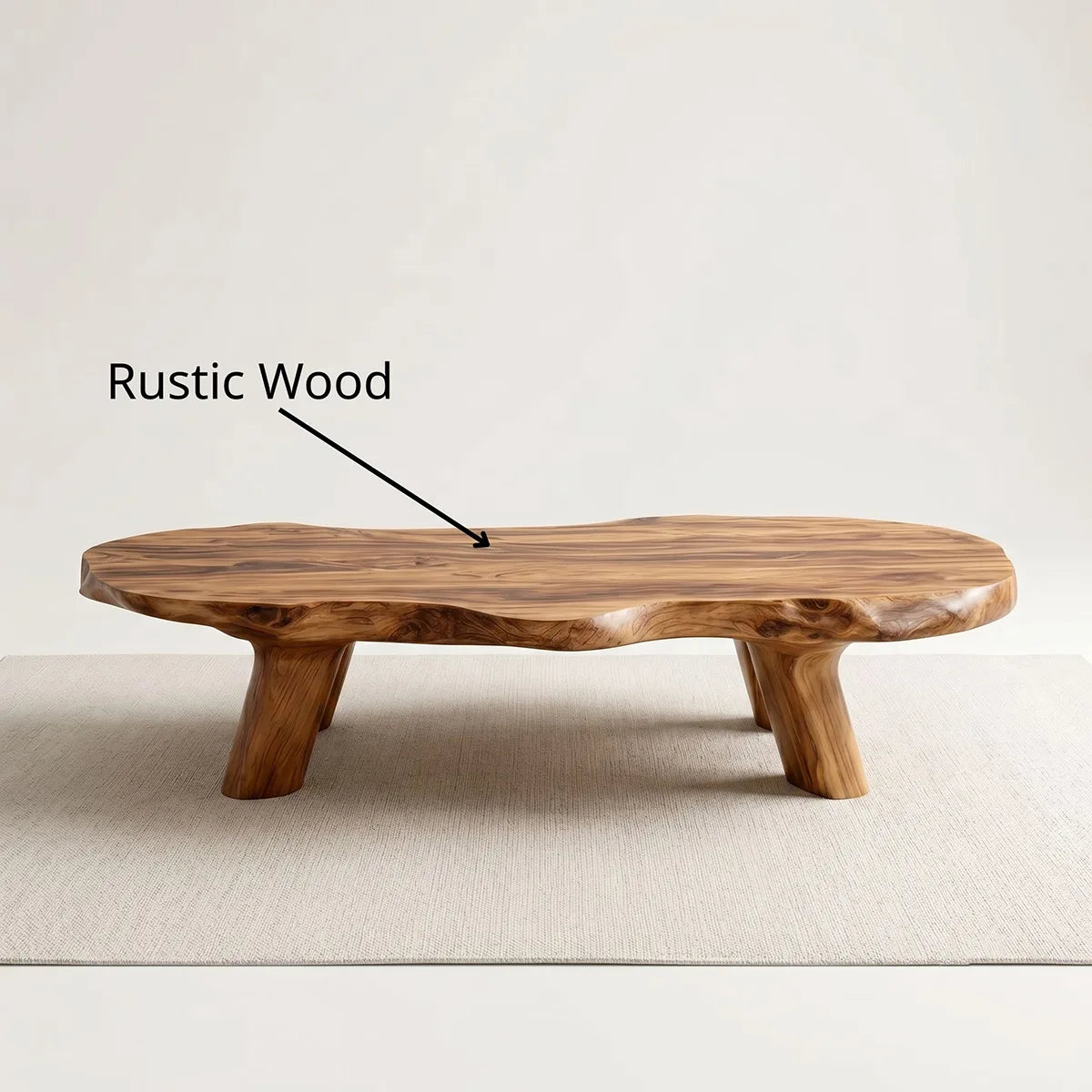 Organic Solid Wood Coffee Table – Handcrafted Rustic Modern Design TH003-6475