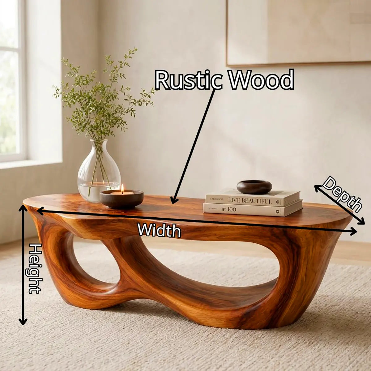 Organic Freeform Coffee Table with Sculptural Open Base | Modern Statement Center Table TT006-7BOH9XR