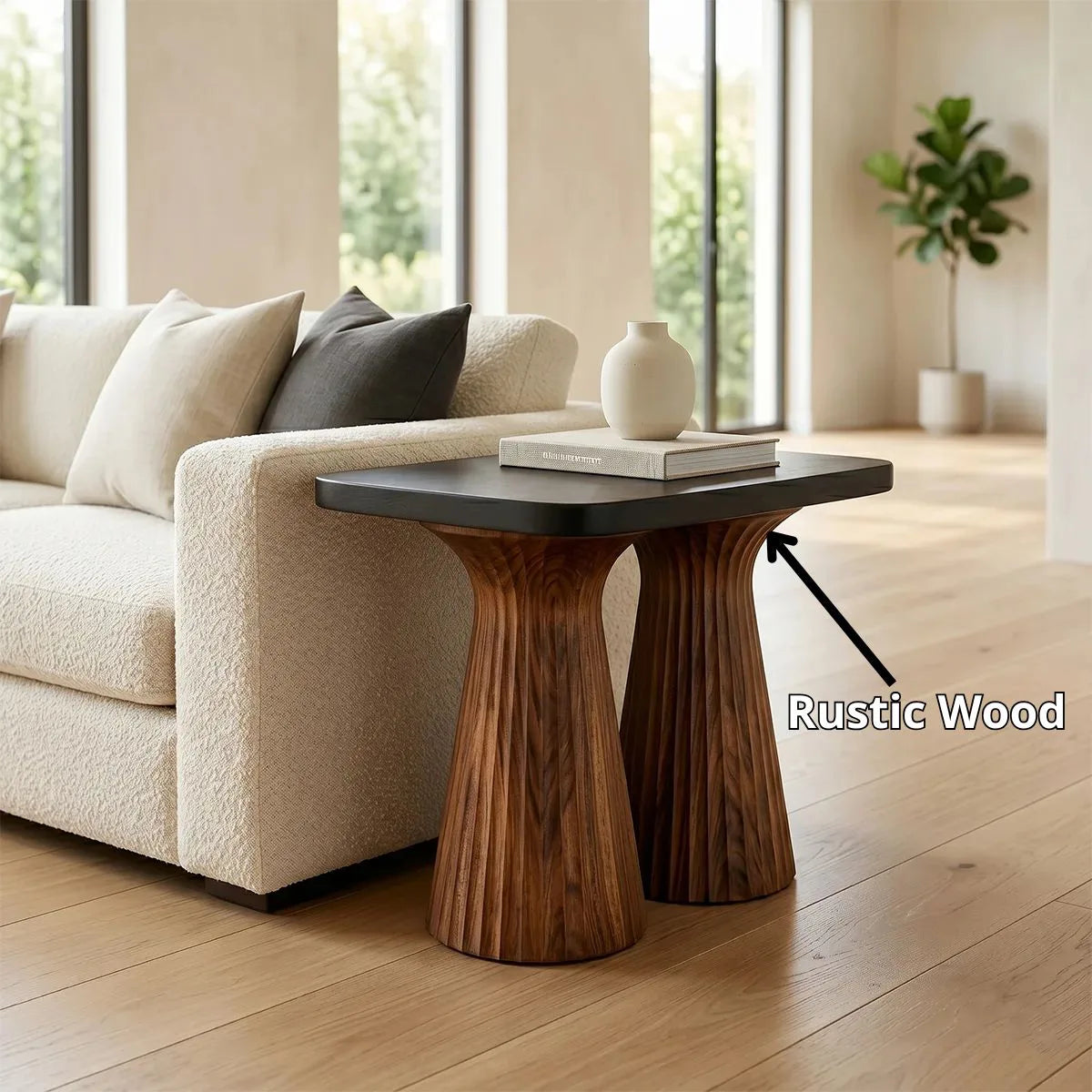 Modern Solid Wood End Table | Sculptural Side Table for Living Room & Bedroom TH003-6269