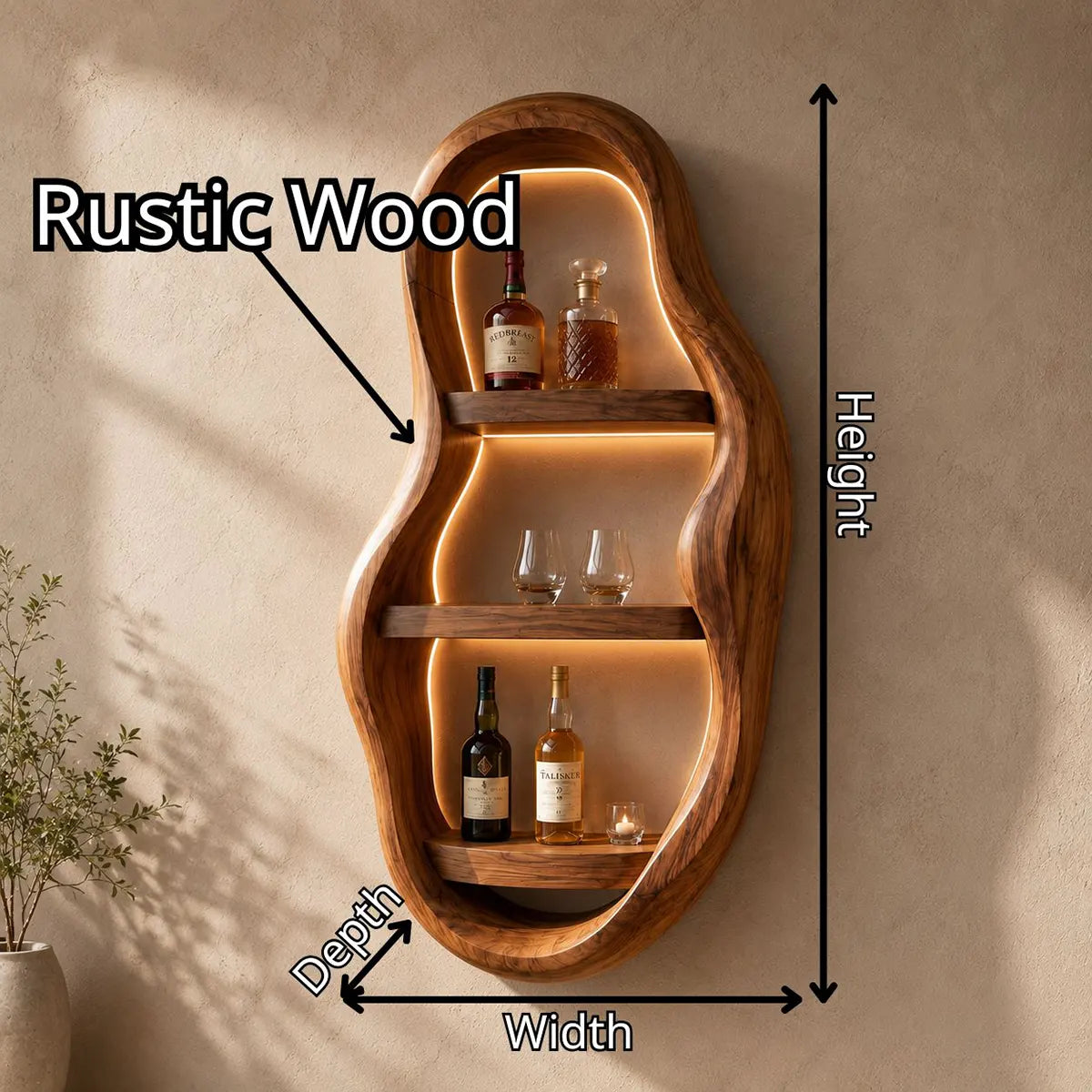 Vertical Organic Solid Wood Wall Wine Holder for Home Bars, Dining Rooms TT006-1344