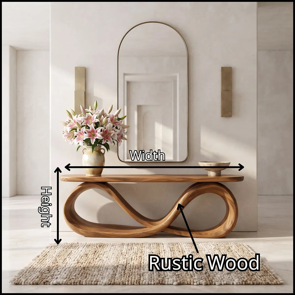 Modern Infinity Sculptural Console Table – Contemporary Entryway Table TT006-7806