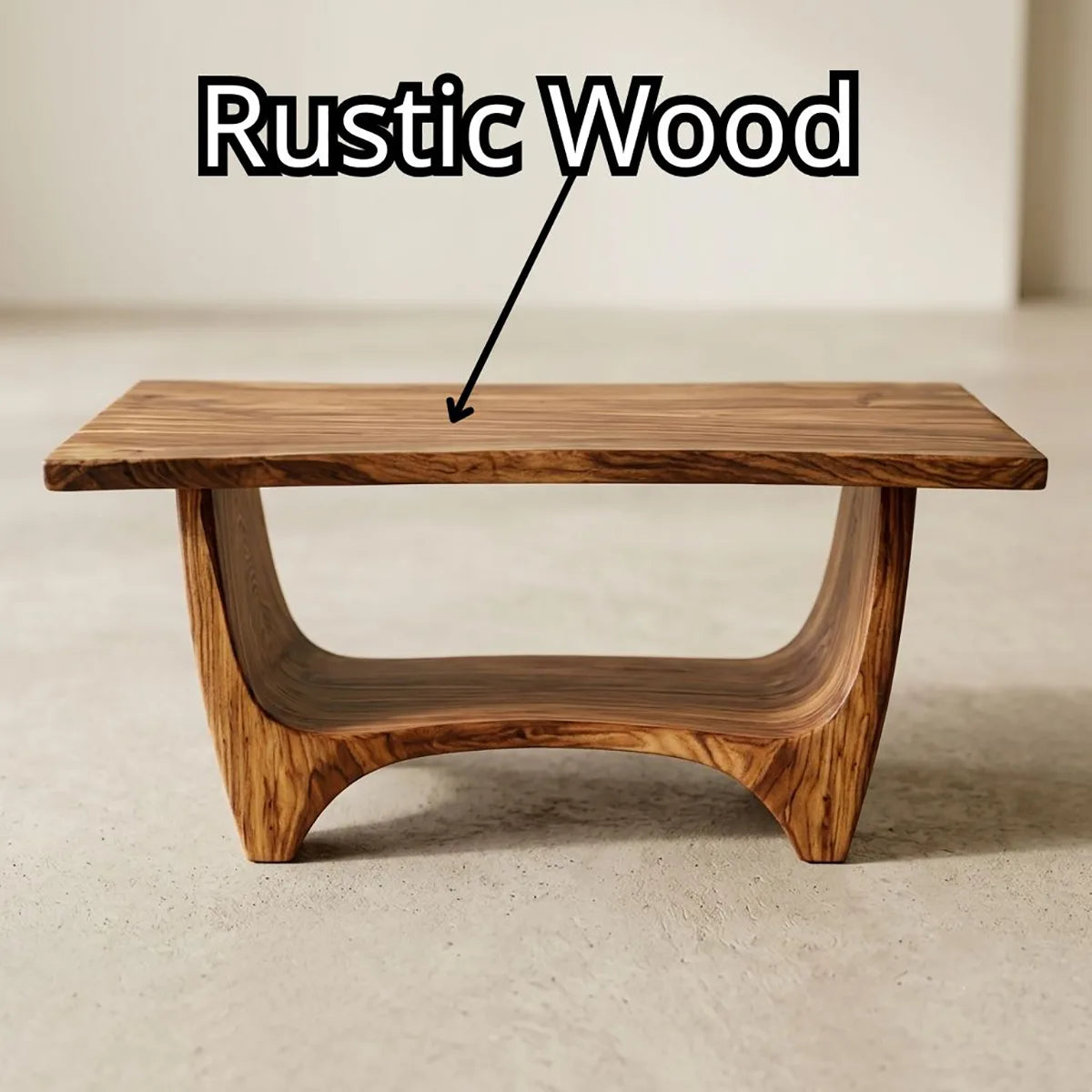 Handcrafted Solid Wood Coffee Table – Modern Rustic Sculptural Center Table