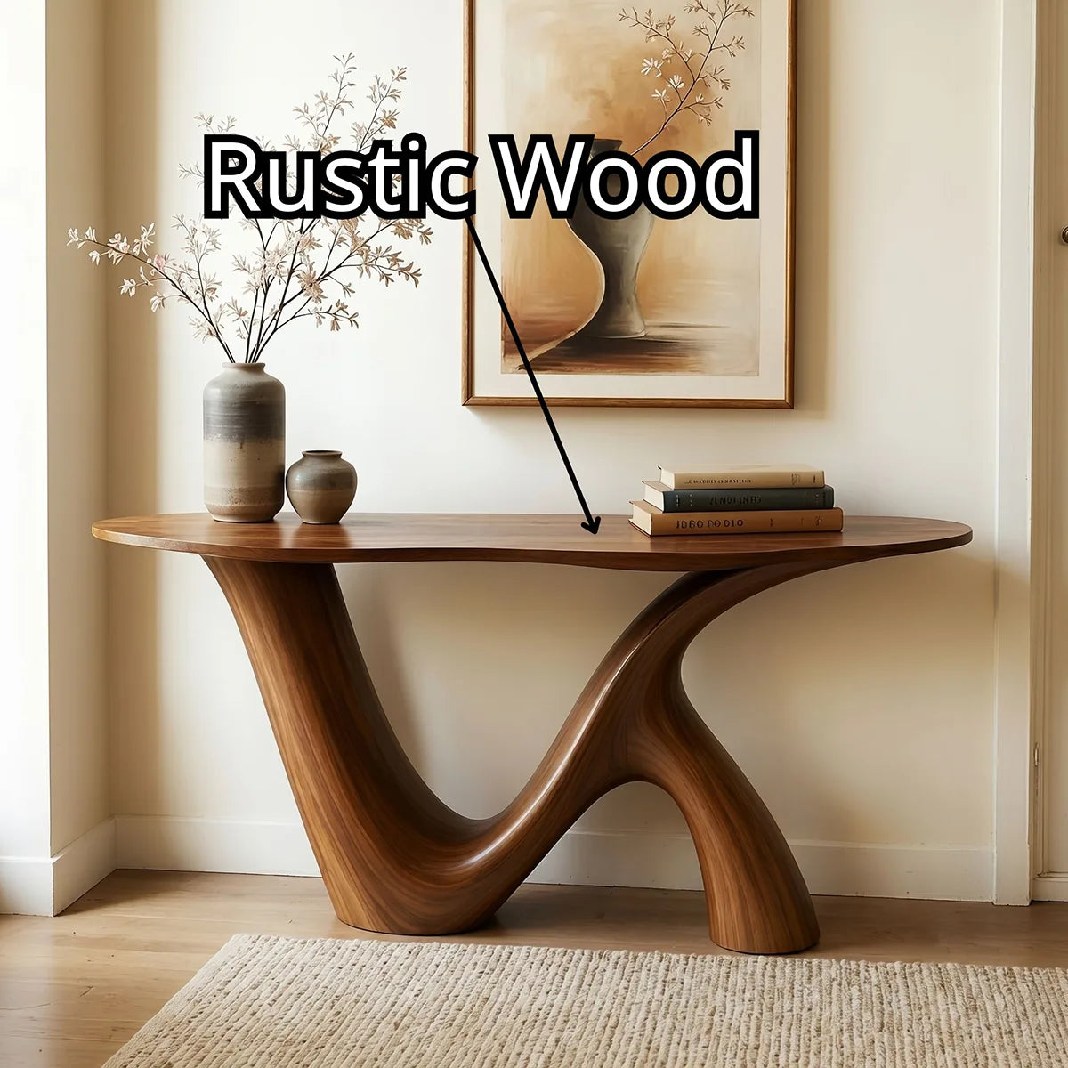 Live Edge Solid Wood Console Table | Organic Modern Hallway Table