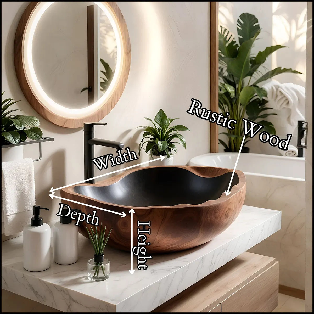 Organic Sculptural Vessel Sink | Asymmetrical Countertop Bathroom Basin TT006-4GZO8GS