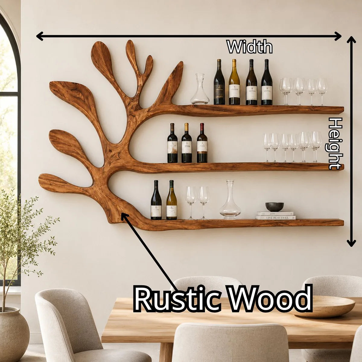 Modern Solid Wood Wall Wine Rack for Dining Rooms, Home Bars & Wine Lovers TT006-4995