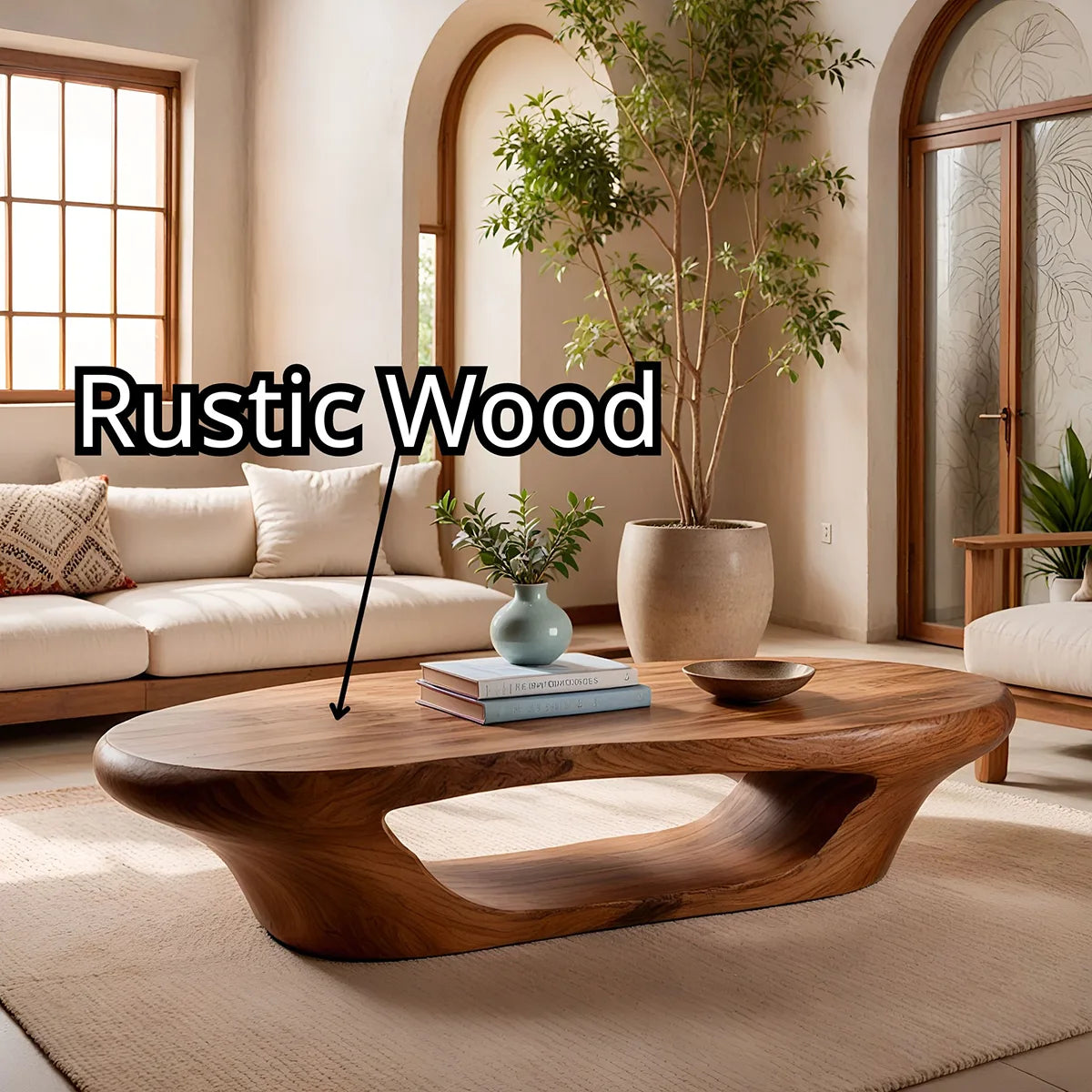 Japandi Oval Coffee Table – Handmade Natural Wood Furniture