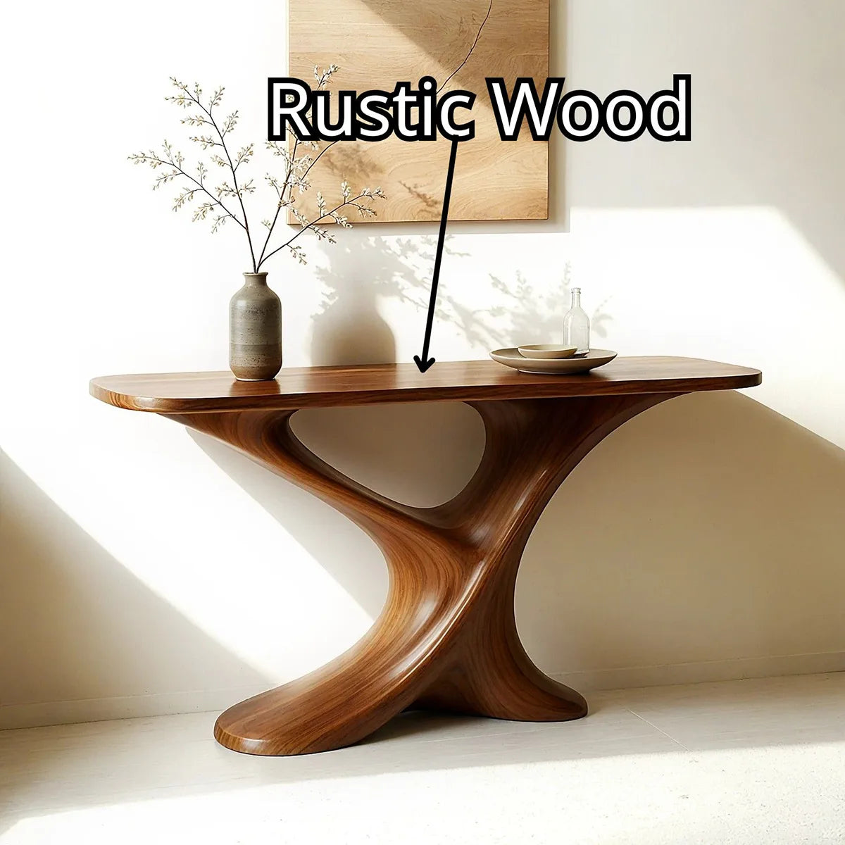 Luxury Organic Console Table in Solid Wood | Modern Entryway Decor
