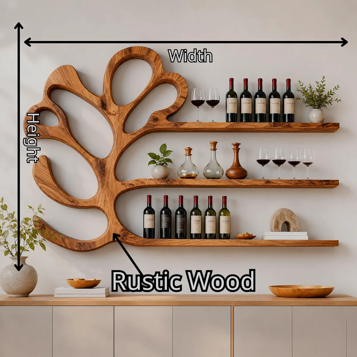 Arbor Halo Solid Wood Wall Wine Rack for Modern Dining Rooms TT006-9711