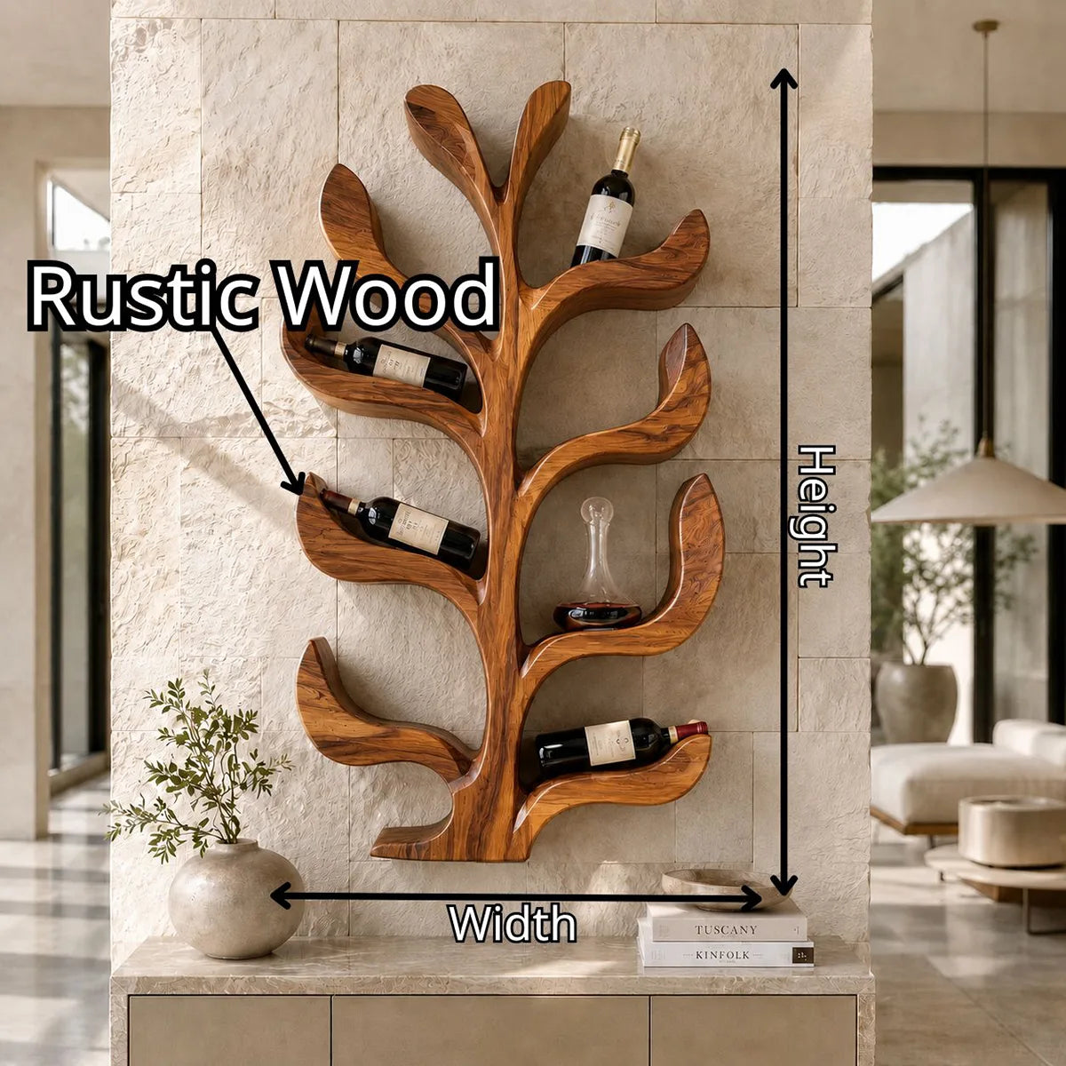 Sculptural Solid Wood Tree Wine Rack for Modern Homes & Wine Lovers TT006-8934
