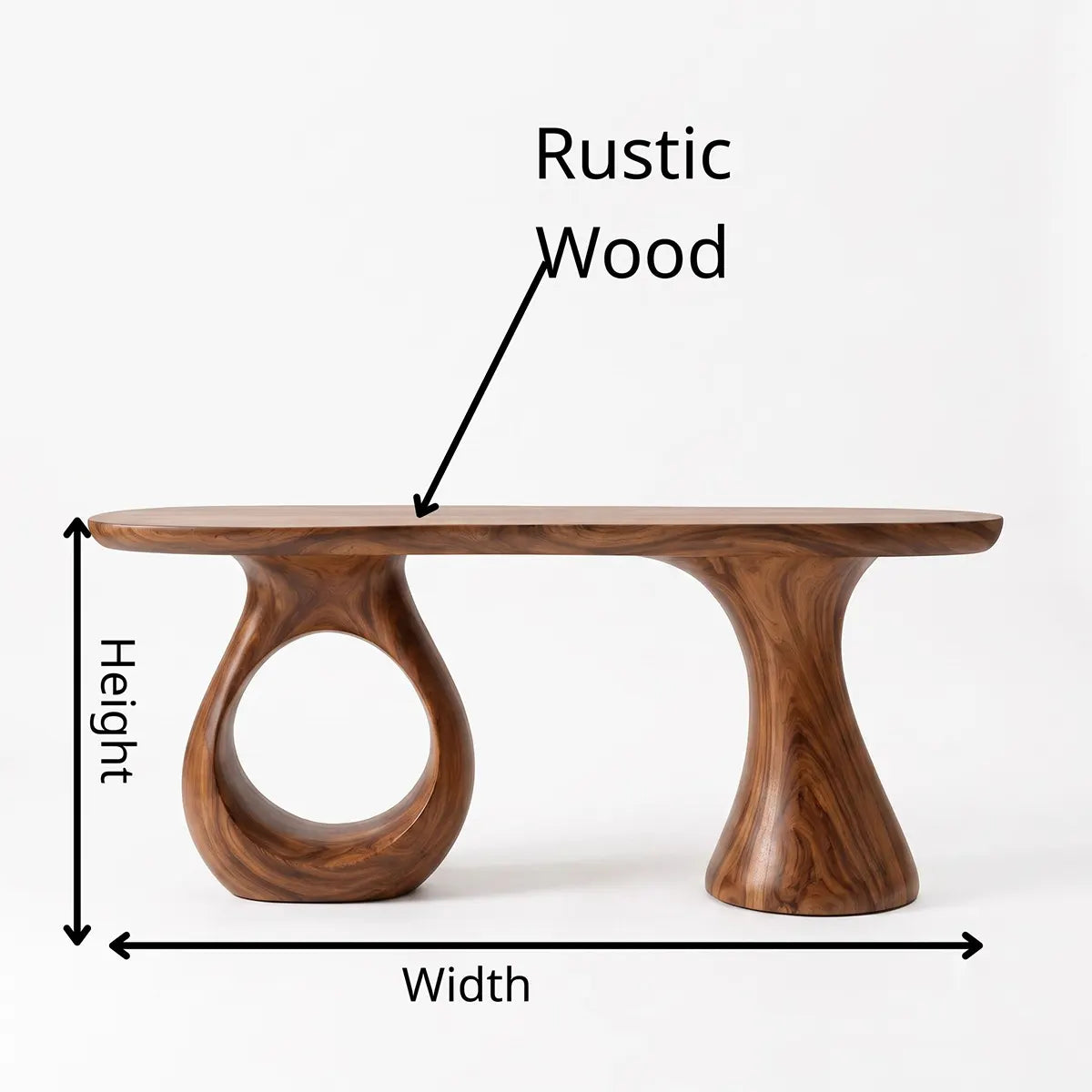 Modern Organic Console Table | Sculptural Solid Wood Entryway Hallway Accent Table TT006-2675