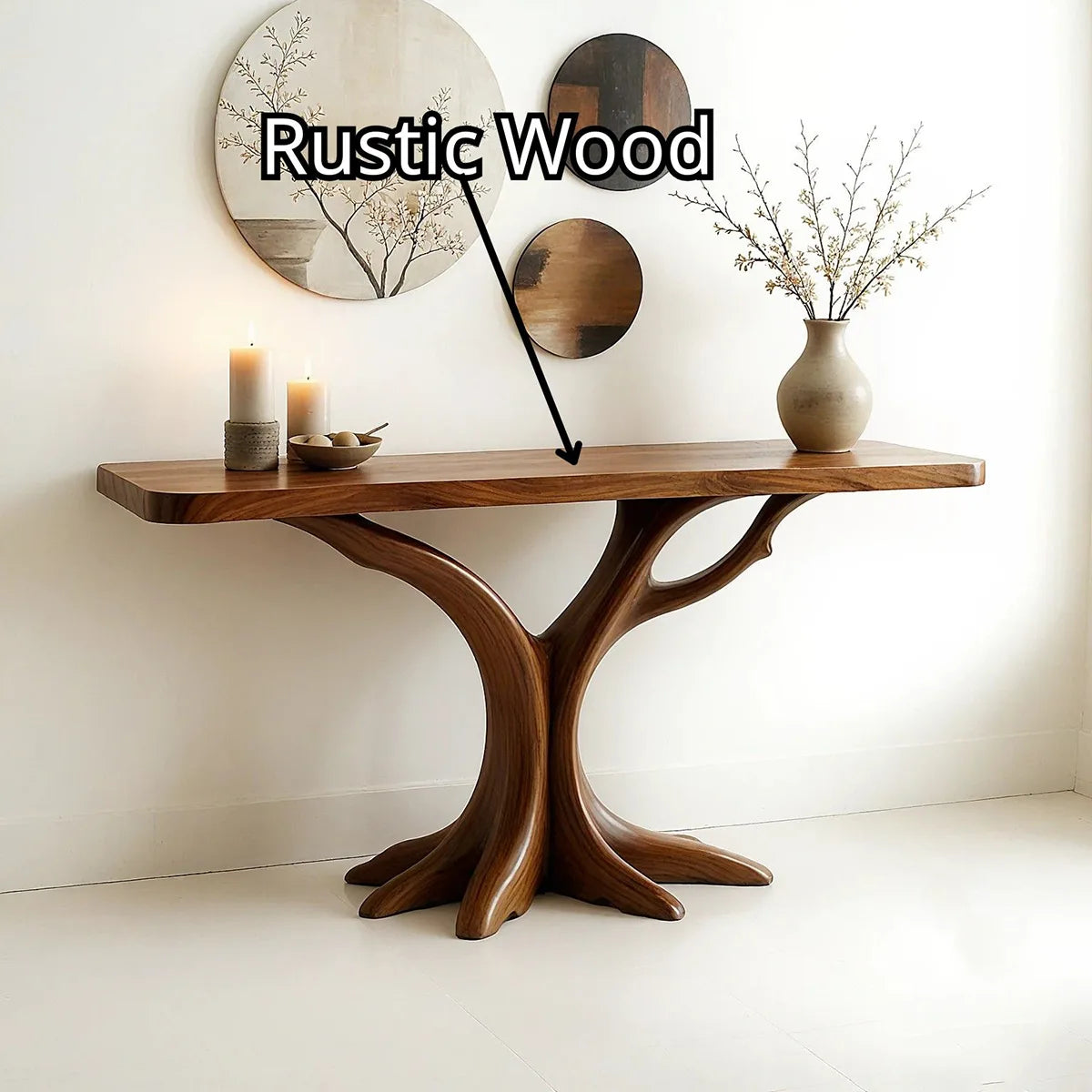 Handmade Organic Wood Console Table | Modern Entryway Decor