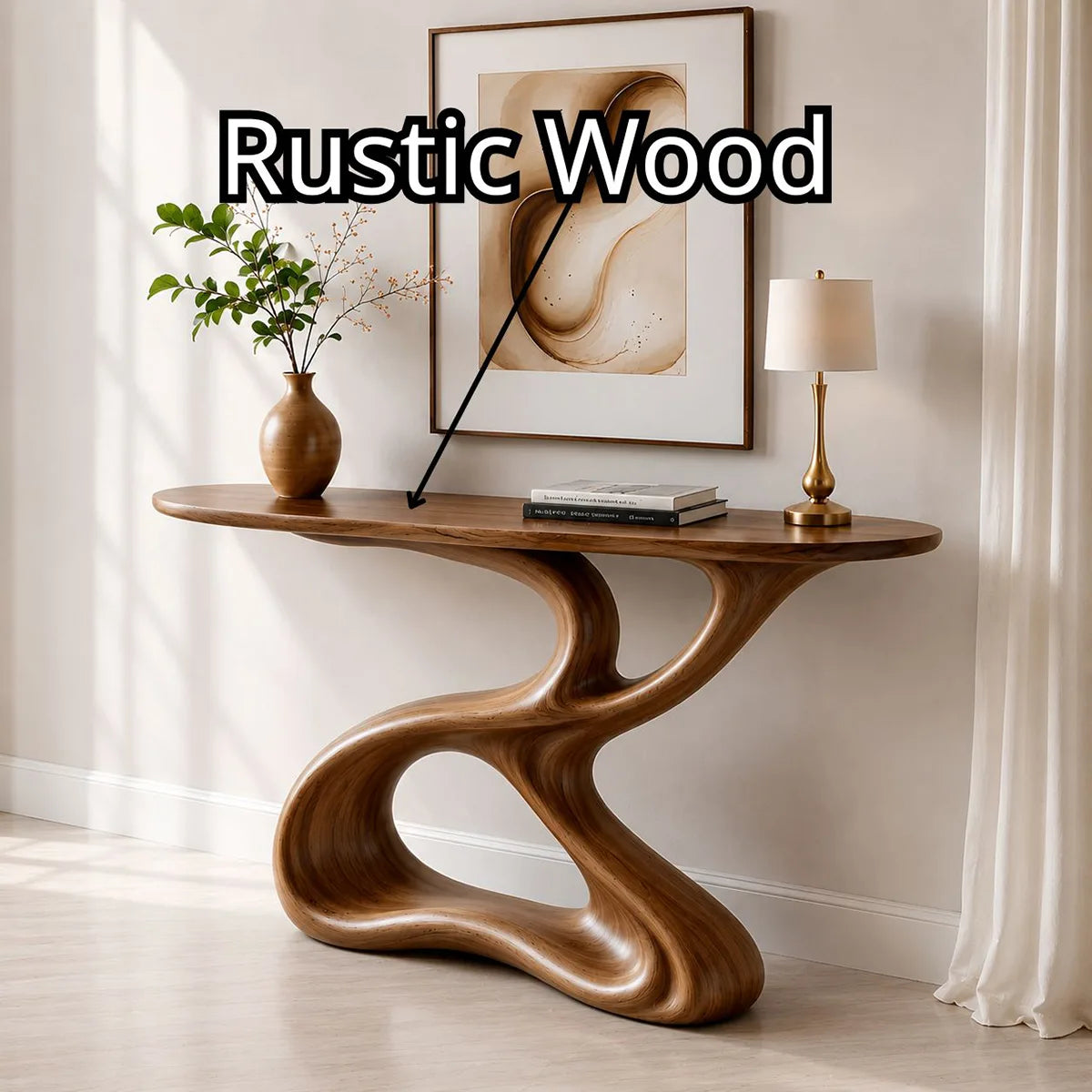 Solid Wood Console Table | Sculptural Living Room Furniture