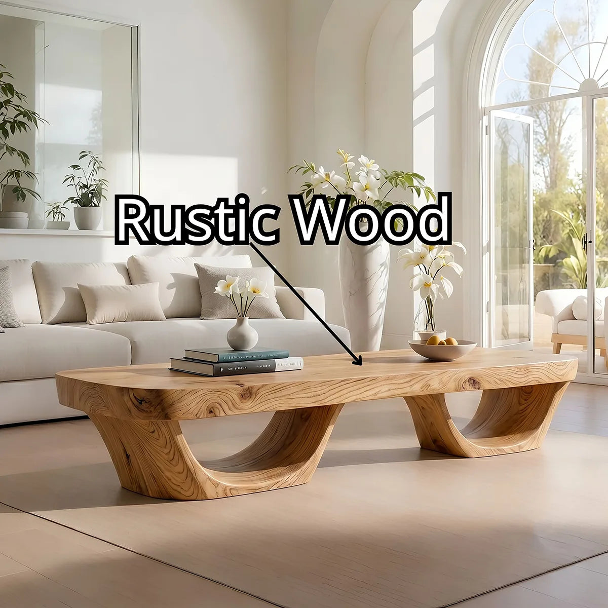 Natural Solid Wood Coffee Table – Contemporary Sculptural Table