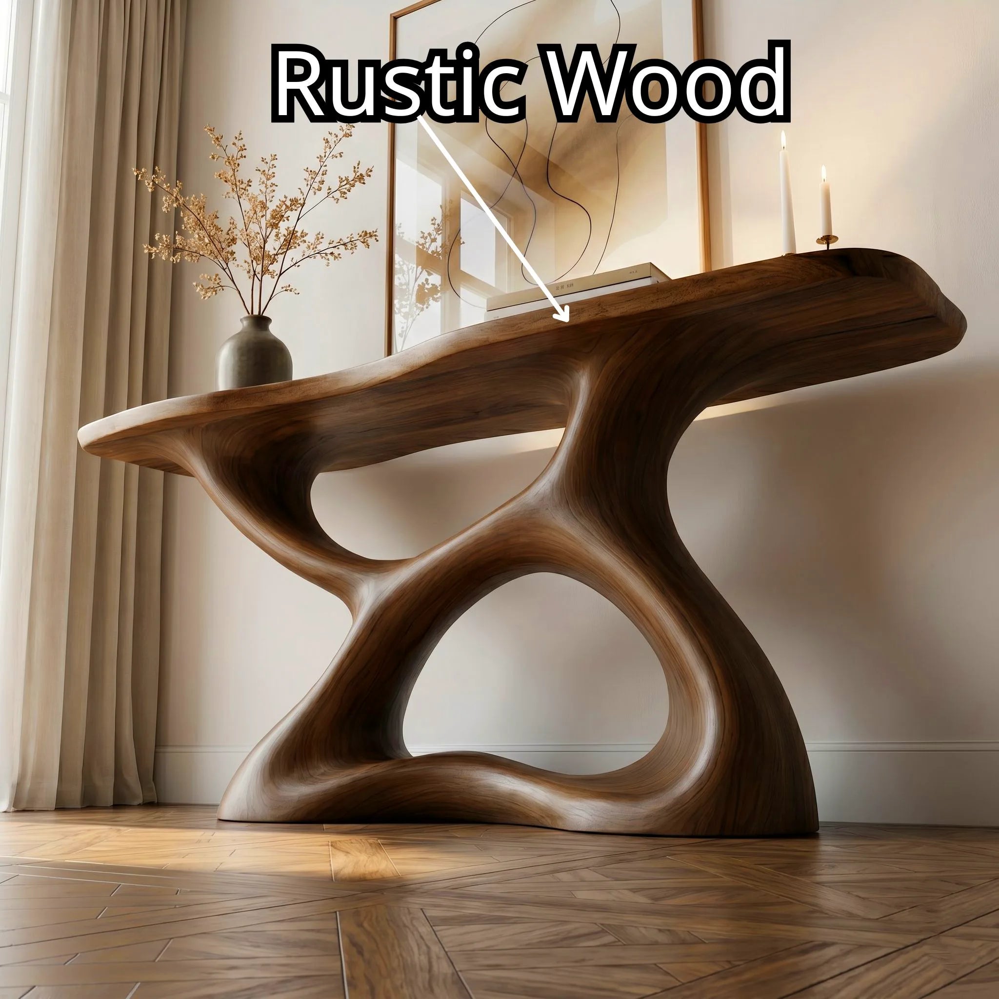 Sculptural Wood Console Table | Organic Modern Entryway Table