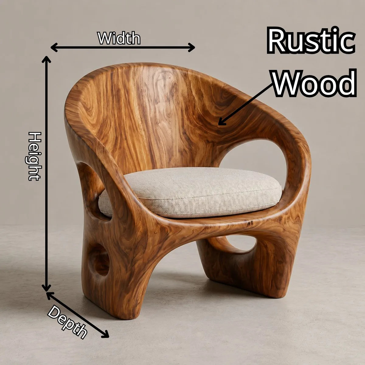 Organic Solid Wood Lounge Chair | Sculptural Handcrafted Wooden Accent Chair TT006-2626