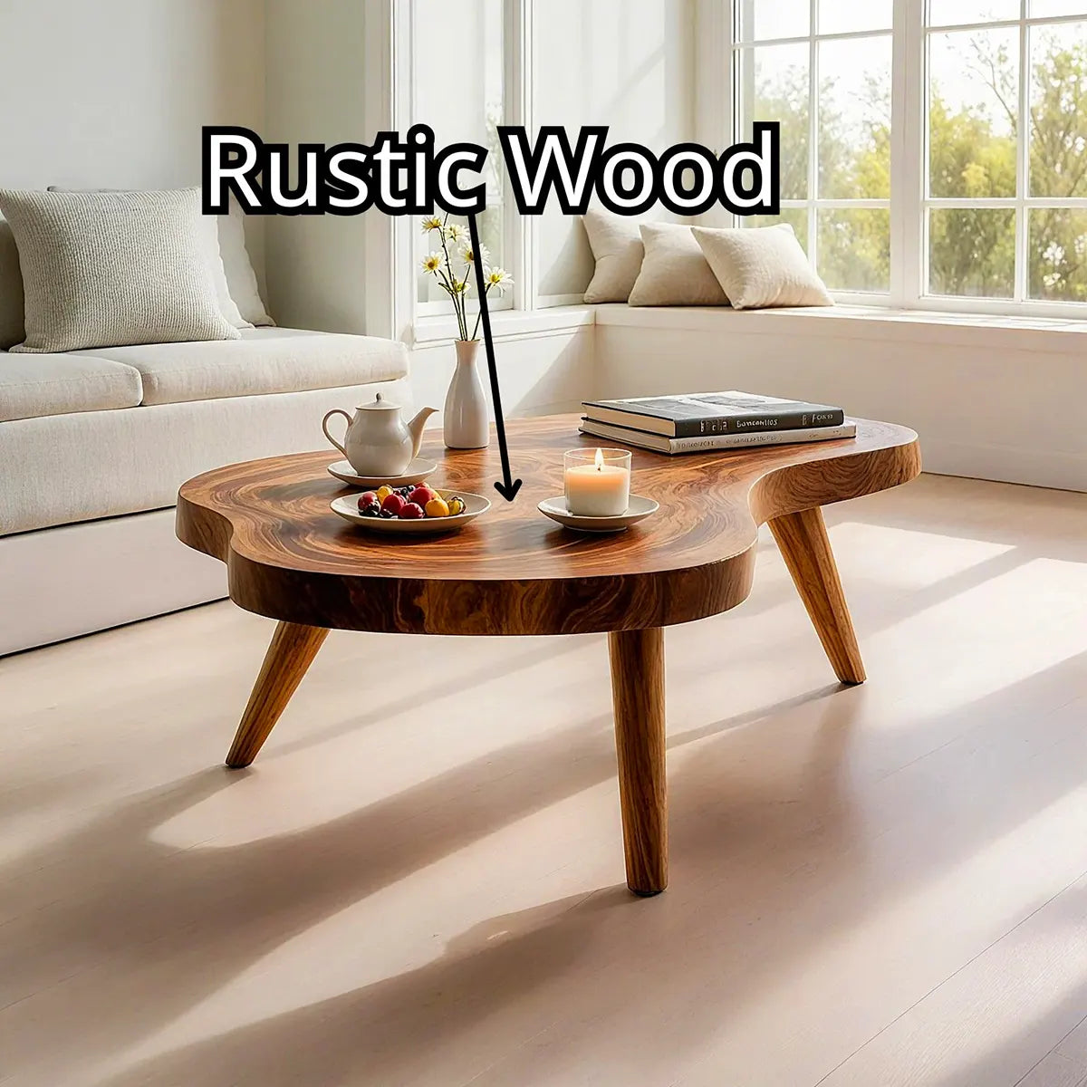 Luxury Handcrafted Solid Wood Coffee Table – Organic Modern Style