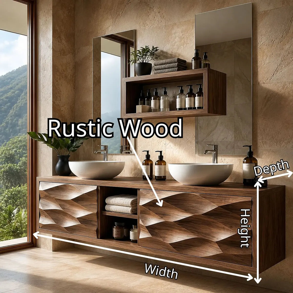 Geometric Floating Double Sink Bathroom Vanity Cabinet TT006-5058