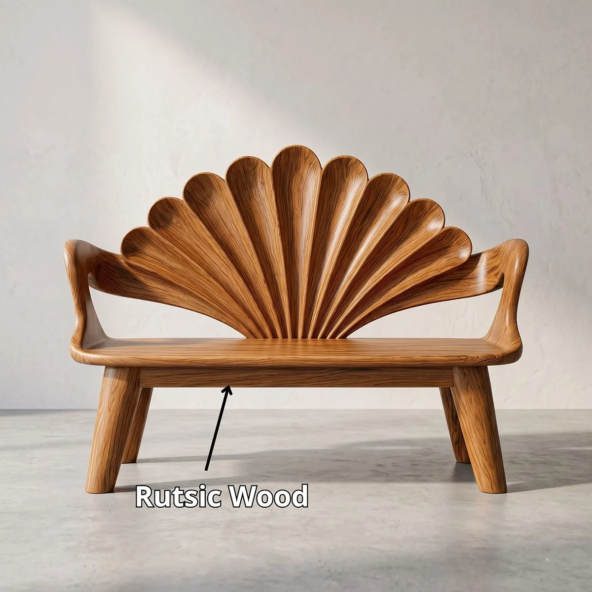 Decorative Fan Back Outdoor Bench with Sculptural Design TH003-3086