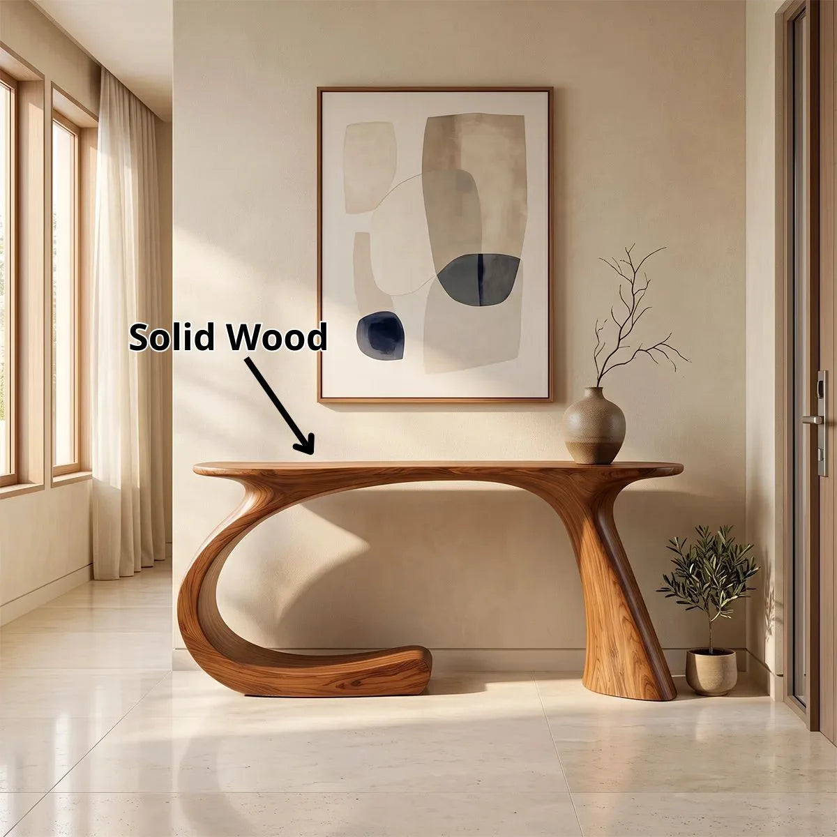 Modern Organic Console Table | Sculptural Entryway Hallway Accent Table TH003-9208