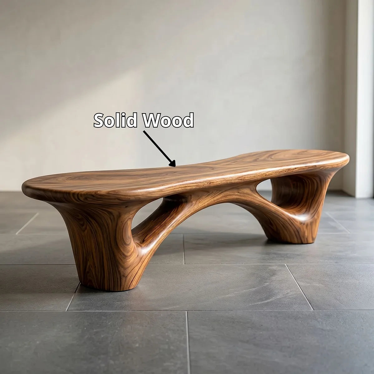 Organic Sculptural Bench with Architectural Openwork Base TH003-3360
