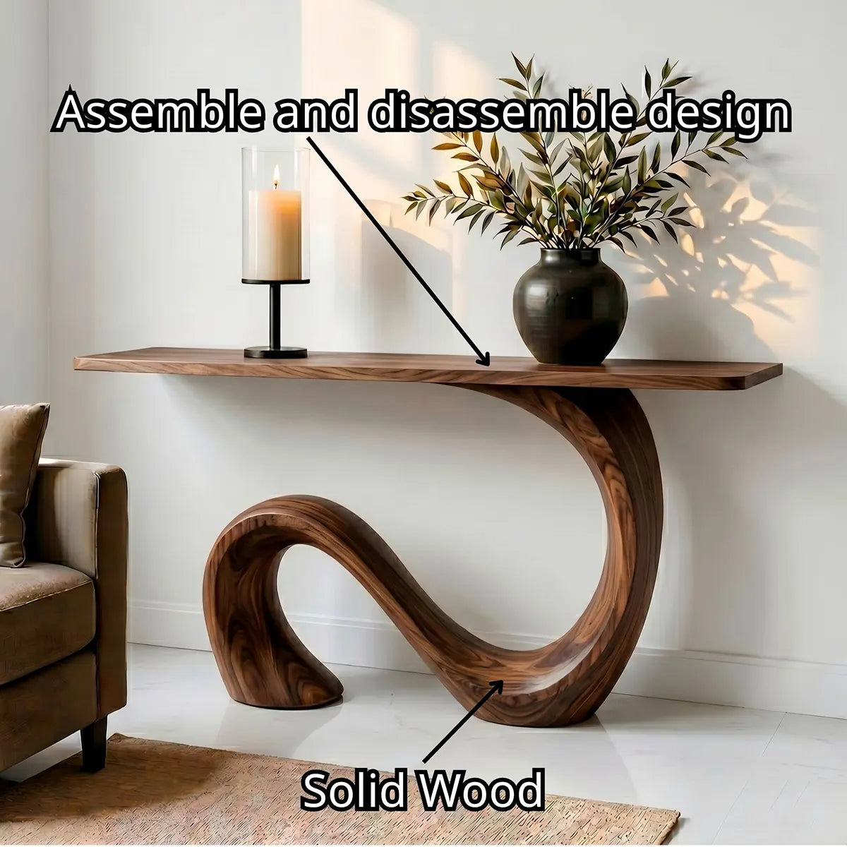 Unique Solid Wood Console Table – Luxury Hallway Decor