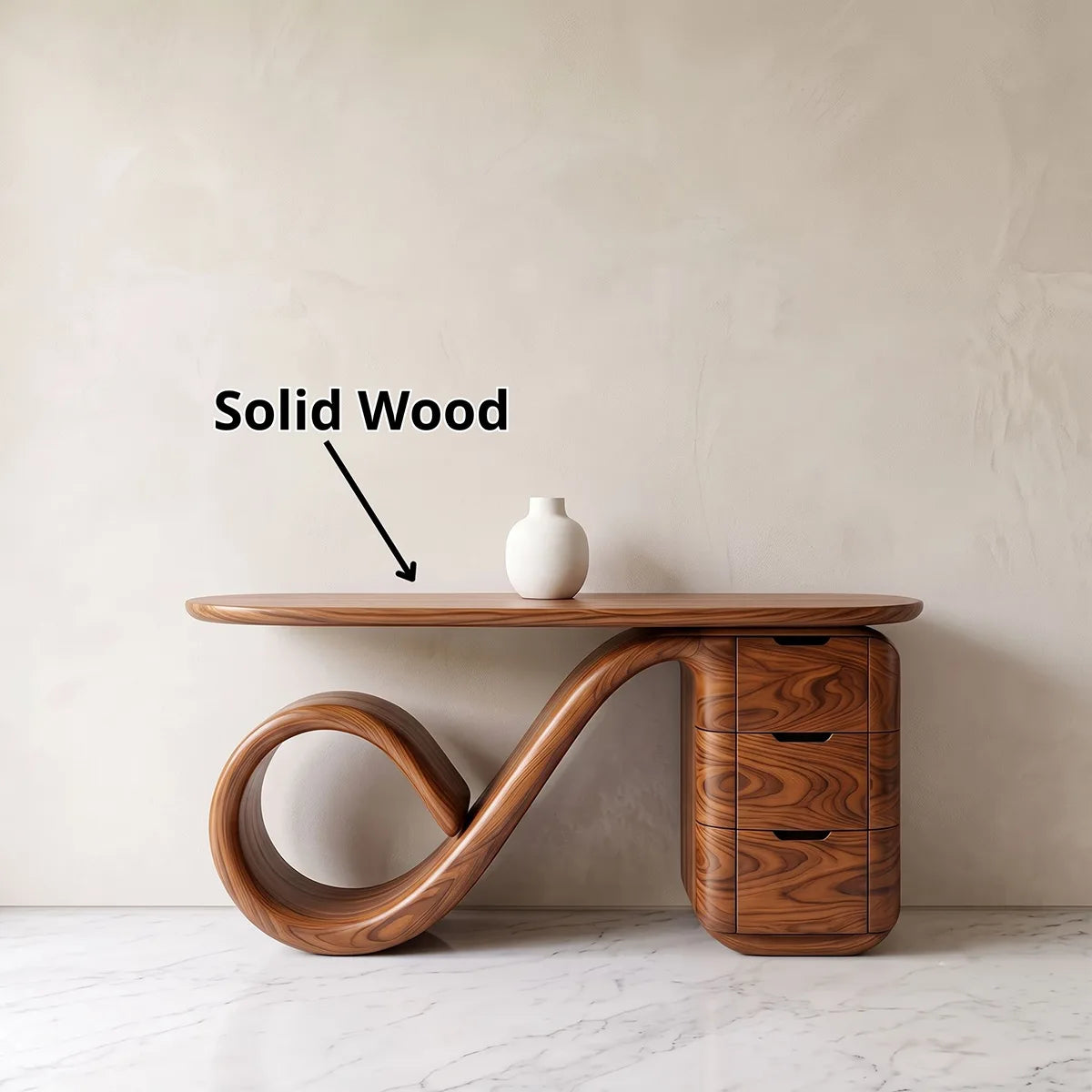 Modern Sculptural Console Table with Storage Drawers – Organic Contemporary Entryway Table TH003-1344