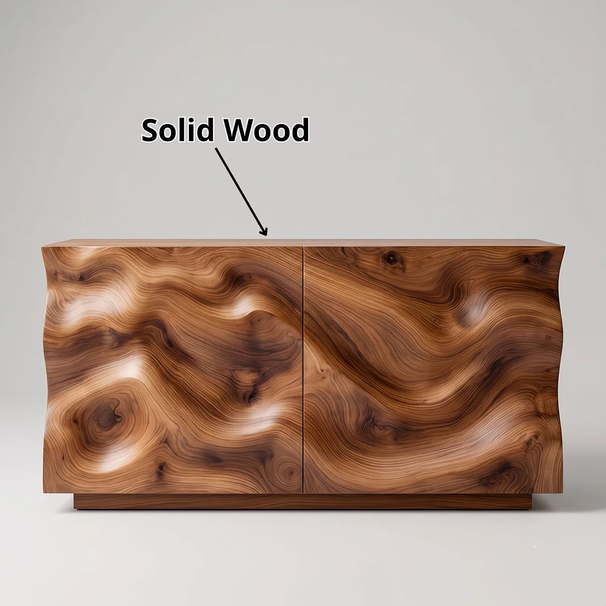 Modern Storage Console Table with Sculptural Wave Doors – Contemporary Entryway Table TH003-6526