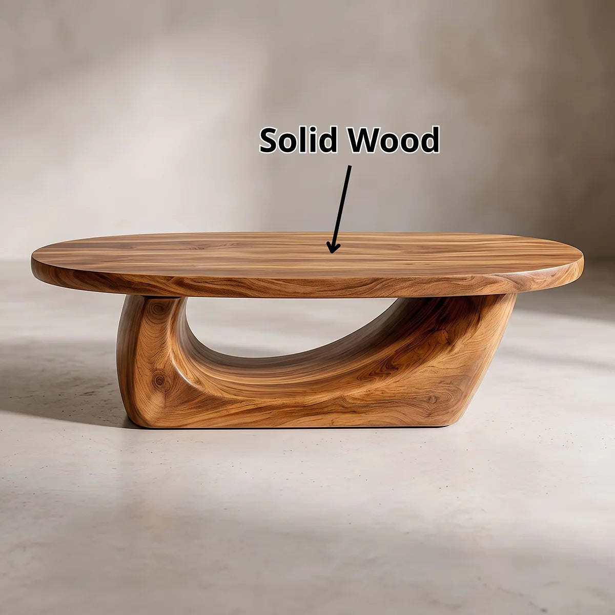 Modern Organic Coffee Table | Sculptural Solid Wood Oval Coffee Table TH003-3167