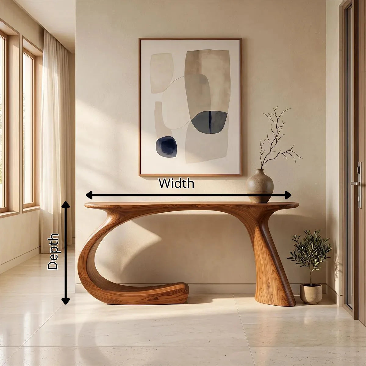 Modern Organic Console Table | Sculptural Entryway Hallway Accent Table TH003-9208