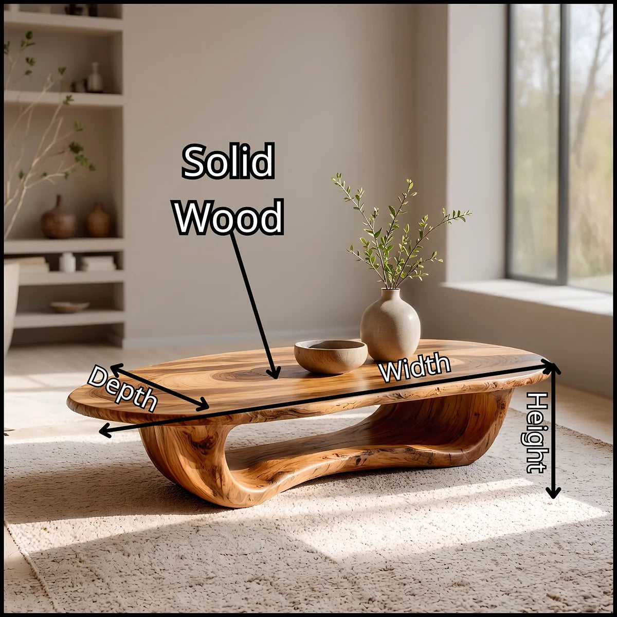 Organic Live Edge Oval Coffee Table | Handcrafted Solid Wood Center Table TT006-2119
