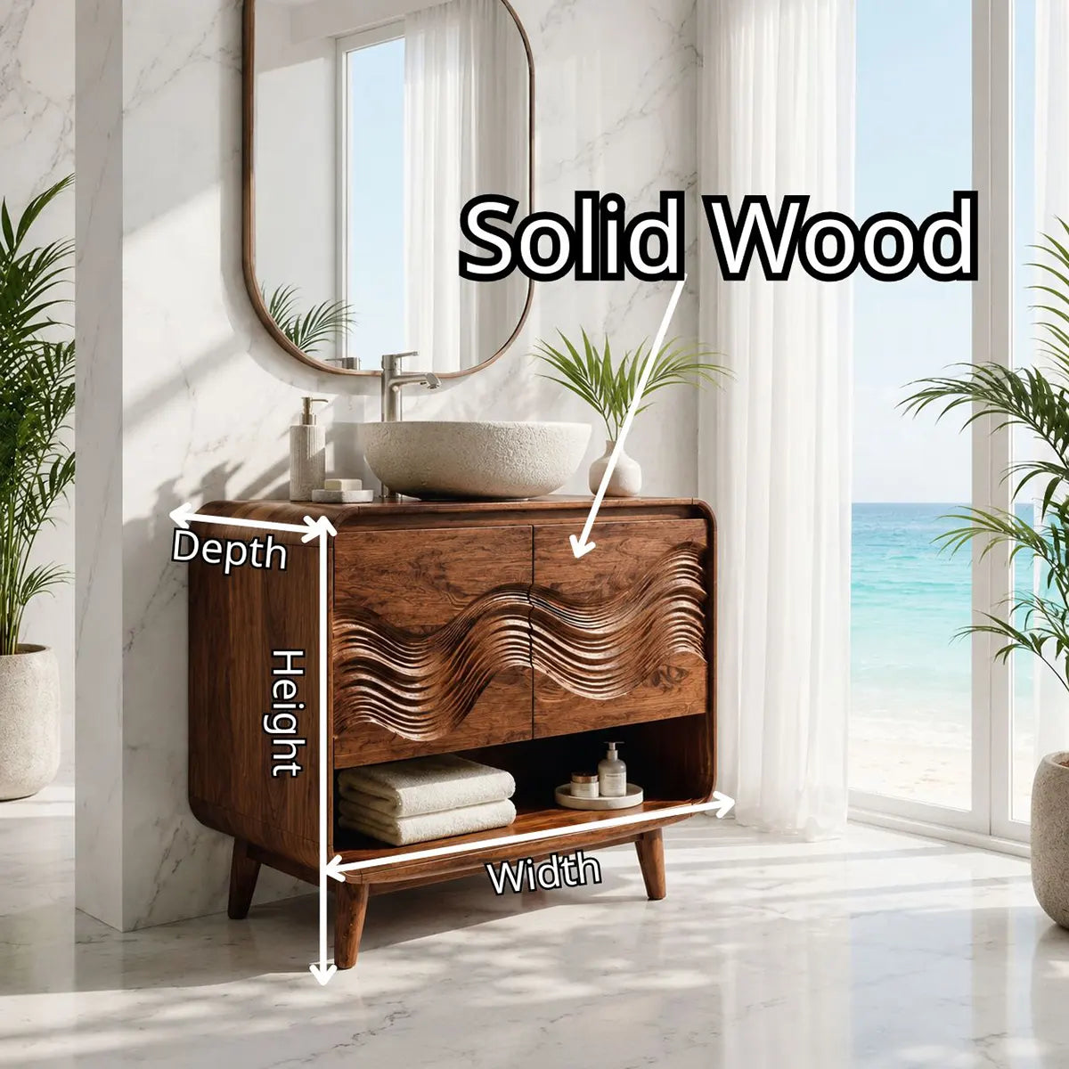 Modern Wave Single Sink Bathroom Vanity Cabinet TT006-2771