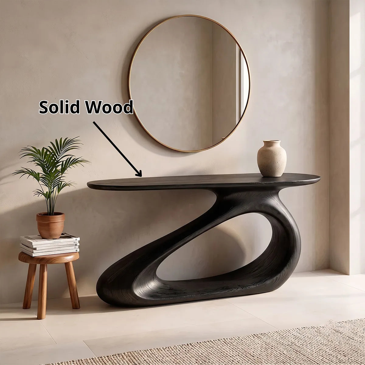 Modern Wooden Console Table | Organic Sculptural Entryway Sofa Table TH003-7009
