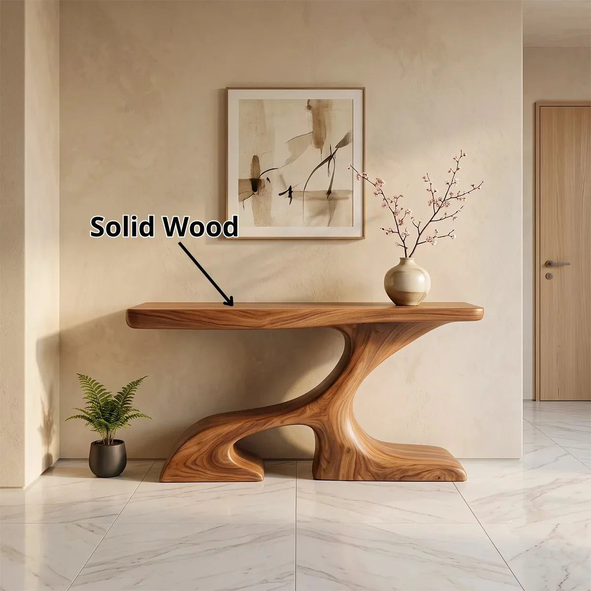 Modern Sculptural Wooden Console Table | Organic Entryway Hallway Sofa Table TH003-7952