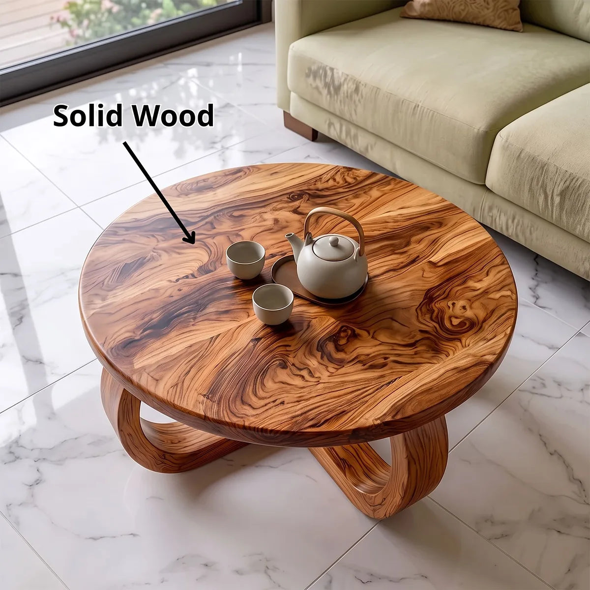 Modern Round Coffee Table | Sculptural Loop Base Center Table for Living Room TH003-5096