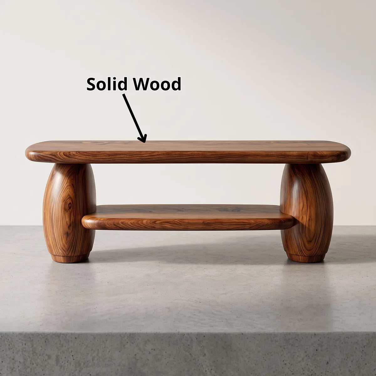 Modern Rounded Rectangle Coffee Table | Open Shelf Center Table for Living Room TH003-2936