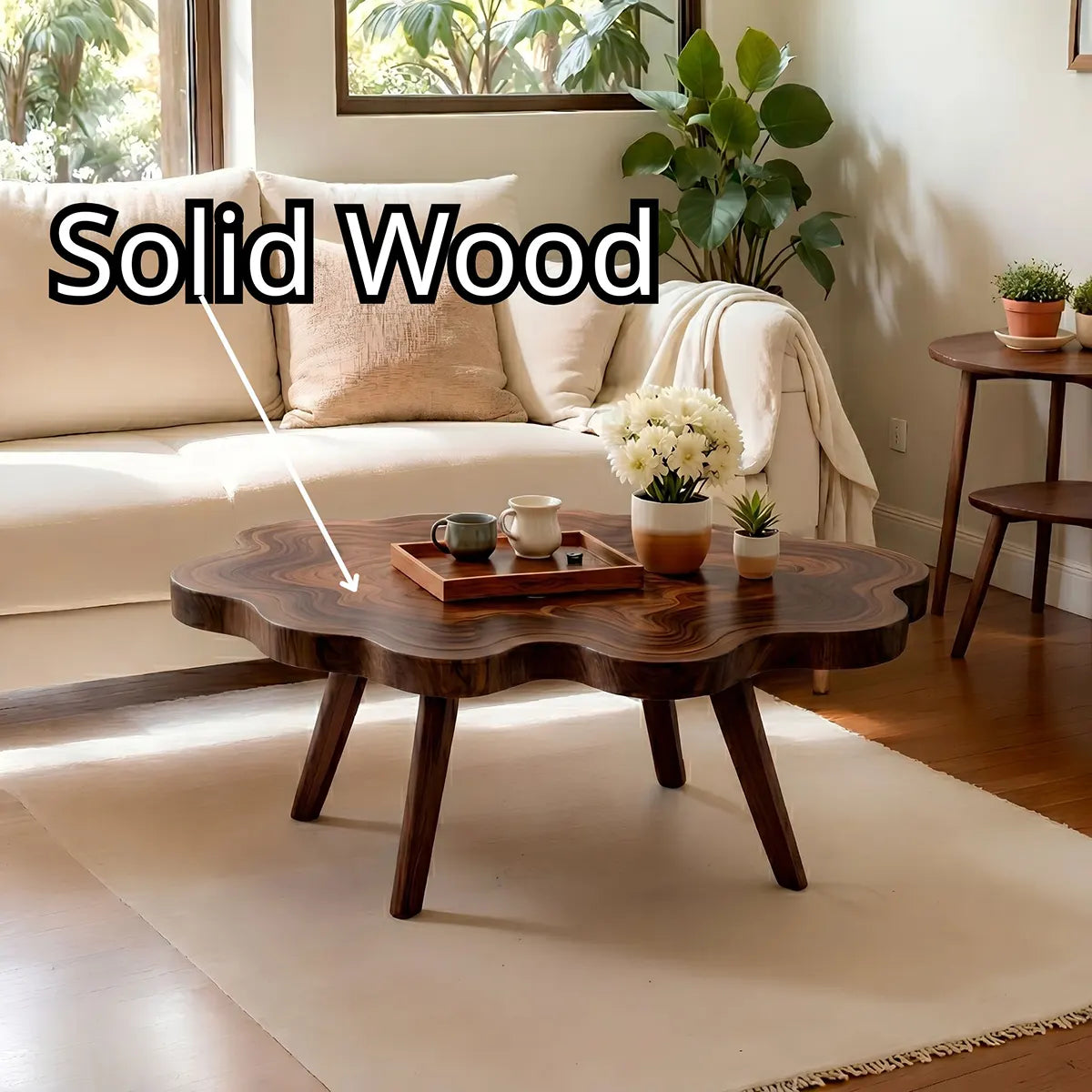 Handcrafted Modern Live Edge Wood Coffee Table with Natural Silhouette