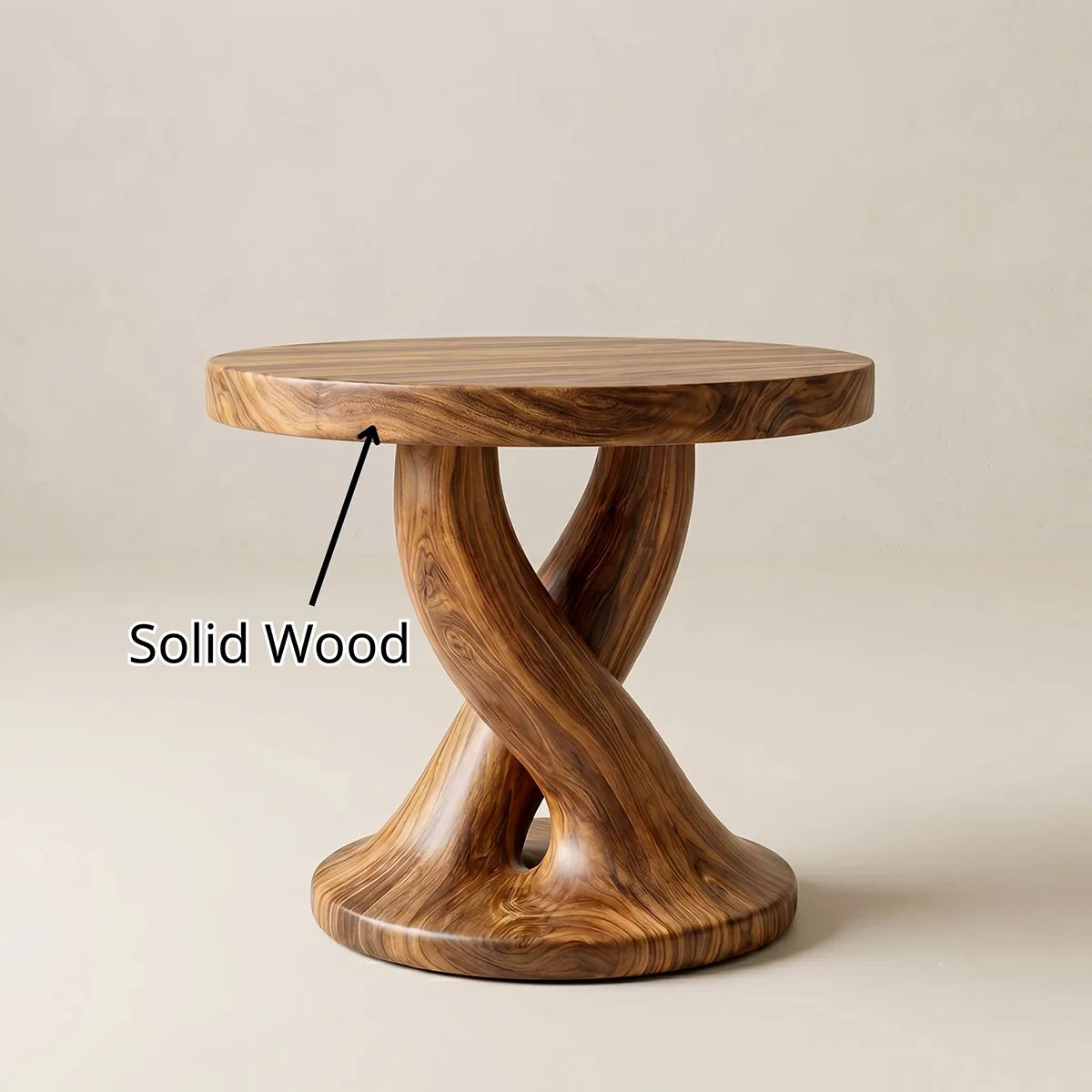Twisted Pedestal Solid Wood Side Table | Organic End Table TH003-2053