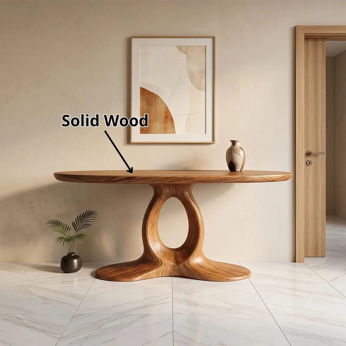Modern Organic Console Table | Sculptural Entryway Table with Open Pedestal Base TH003-4010