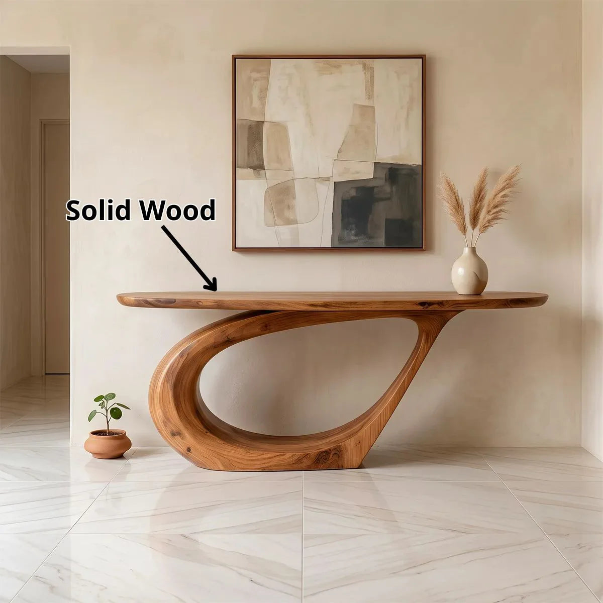 Modern Organic Console Table | Sculptural Entryway Console with Curved Loop Base TH003-9331