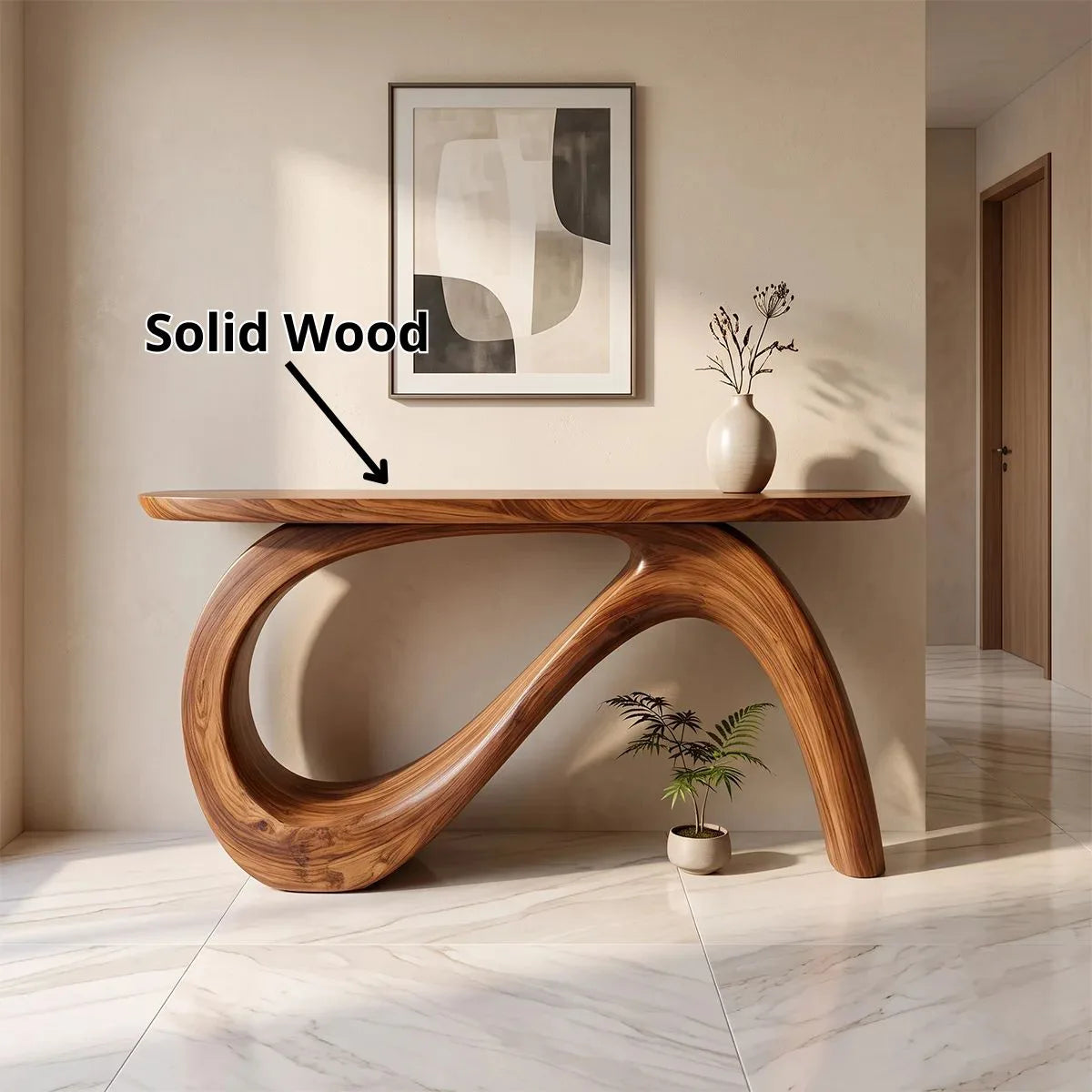 Modern Organic Console Table | Sculptural Entryway Table with Flowing Loop Base TH003-1954