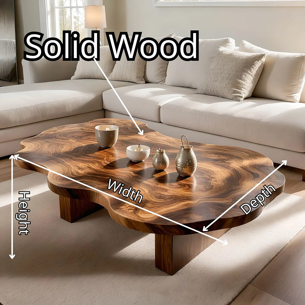 Handcrafted Solid Wood Live Edge Coffee Table with Organic Top TT006-9443